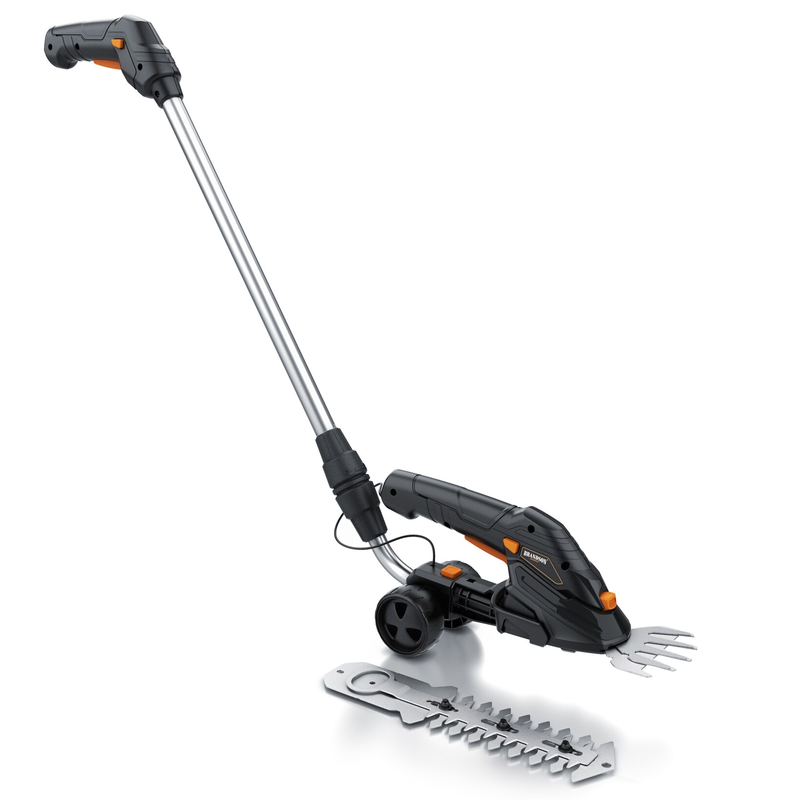 Brandson Grasschere mit Akku 7,2V 2000mA/h – elektrische Garten Strauchschere – inkl. Teleskopstange 90-130 cm mit Rädern – Ladegerät und 2000 mAh | 04062861842737