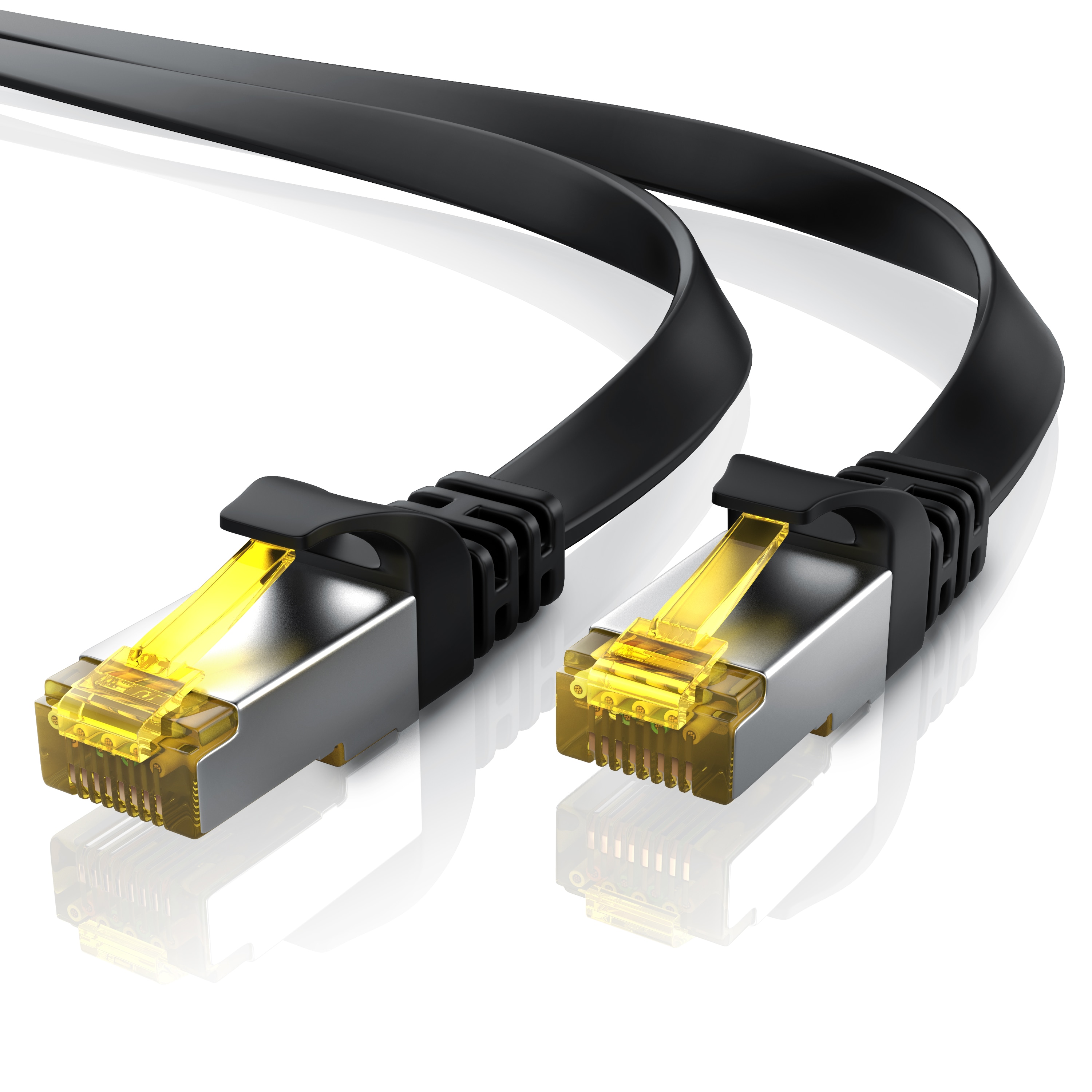 Primewire LAN-Kabel CAT.7, RJ-45 (Ethernet), CAT 7 Flachband U/FTP Gigabit Netzwerkkabel 10 Gbit/s Patchkabel - 10m - Bild 1