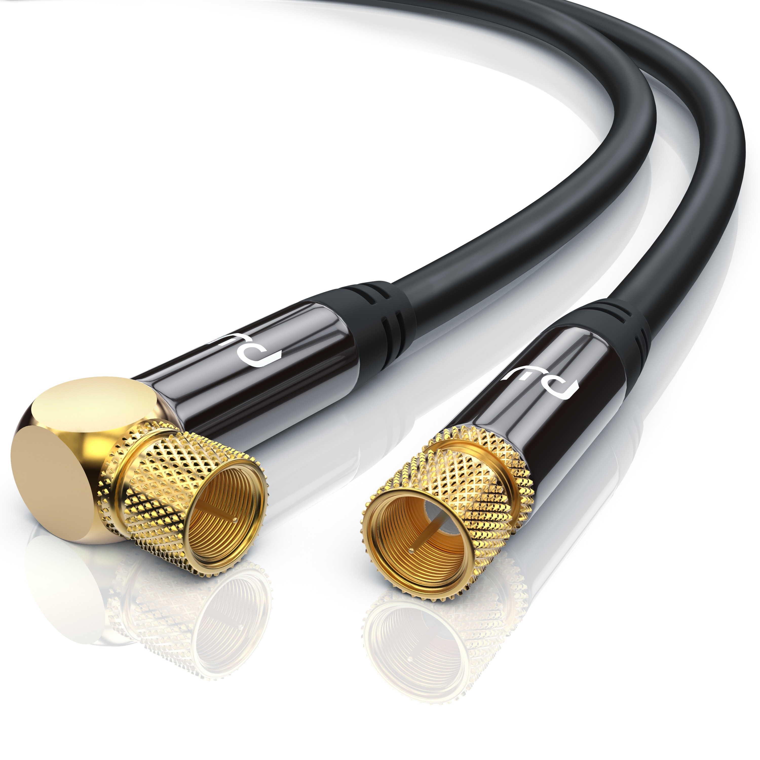Primewire SAT-Kabel, Koax, F-Stecker, HDTV SAT Koax Kabel 90&deg; gewinkelt, 4fach Schirmung, 135dB, 75Ohm - 1m - Bild 1