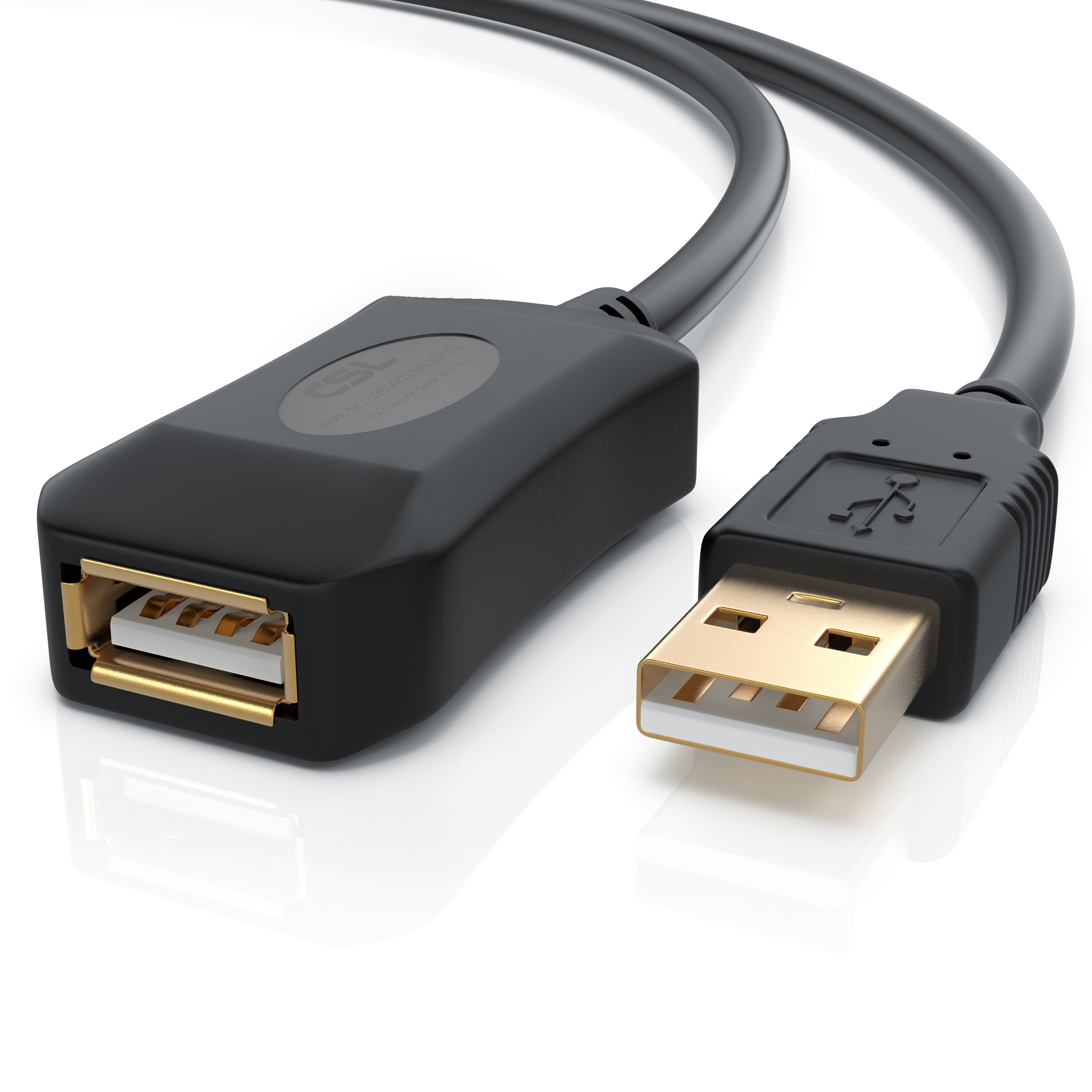 CSL USB 2.0 Typ A Verl&auml;ngerungskabel, aktives Repeater Kabel / Verl&auml;ngerung mit Signalverst&auml;rkung - 10m - Bild 1
