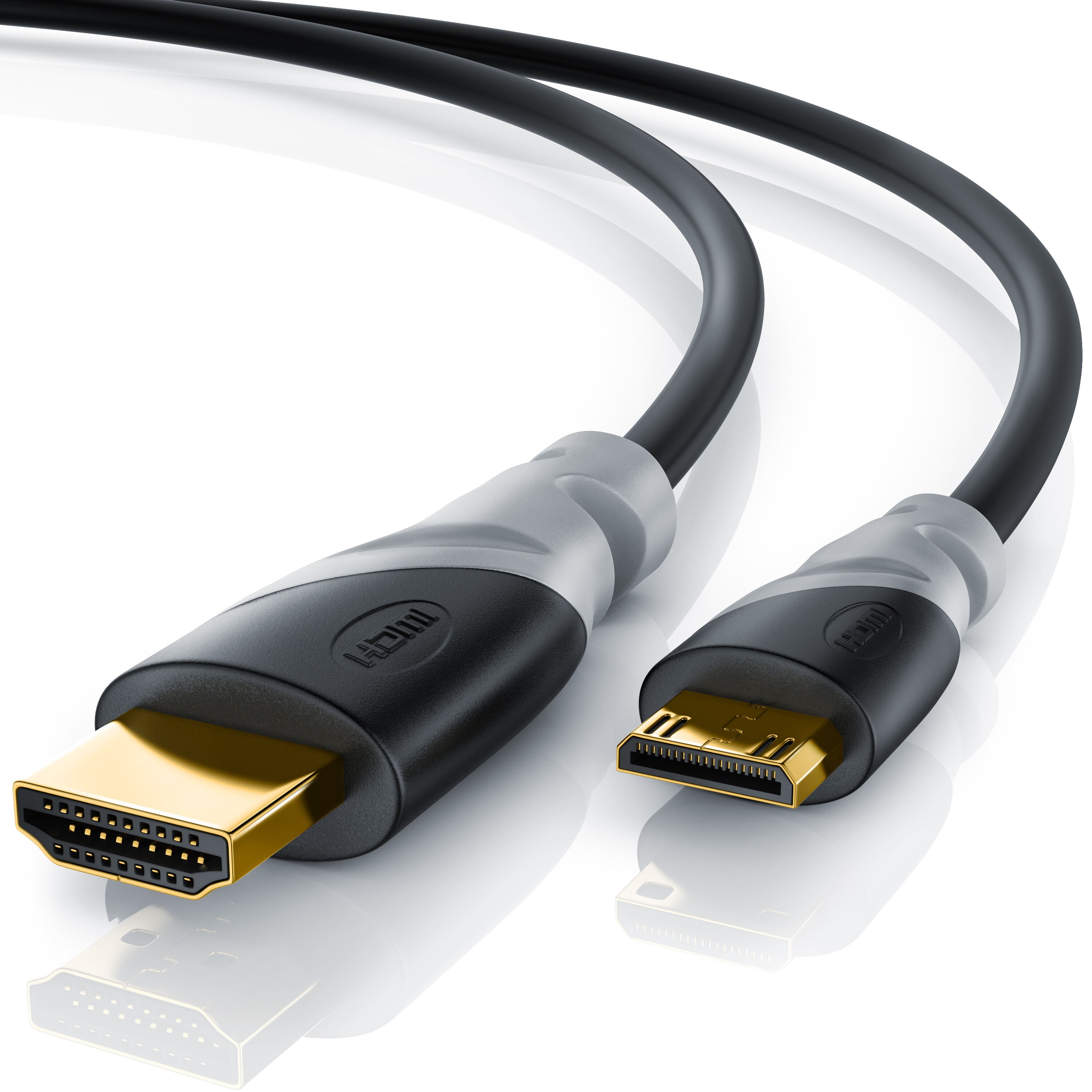 CSL HDMI Typ C (Mini) 2.0 zu HDMI Typ A Kabel, Ultra HD, UHD, 2160p, 4k bei 30 Hz, 1080p, 3D, Ethernet - 3m - Bild 1