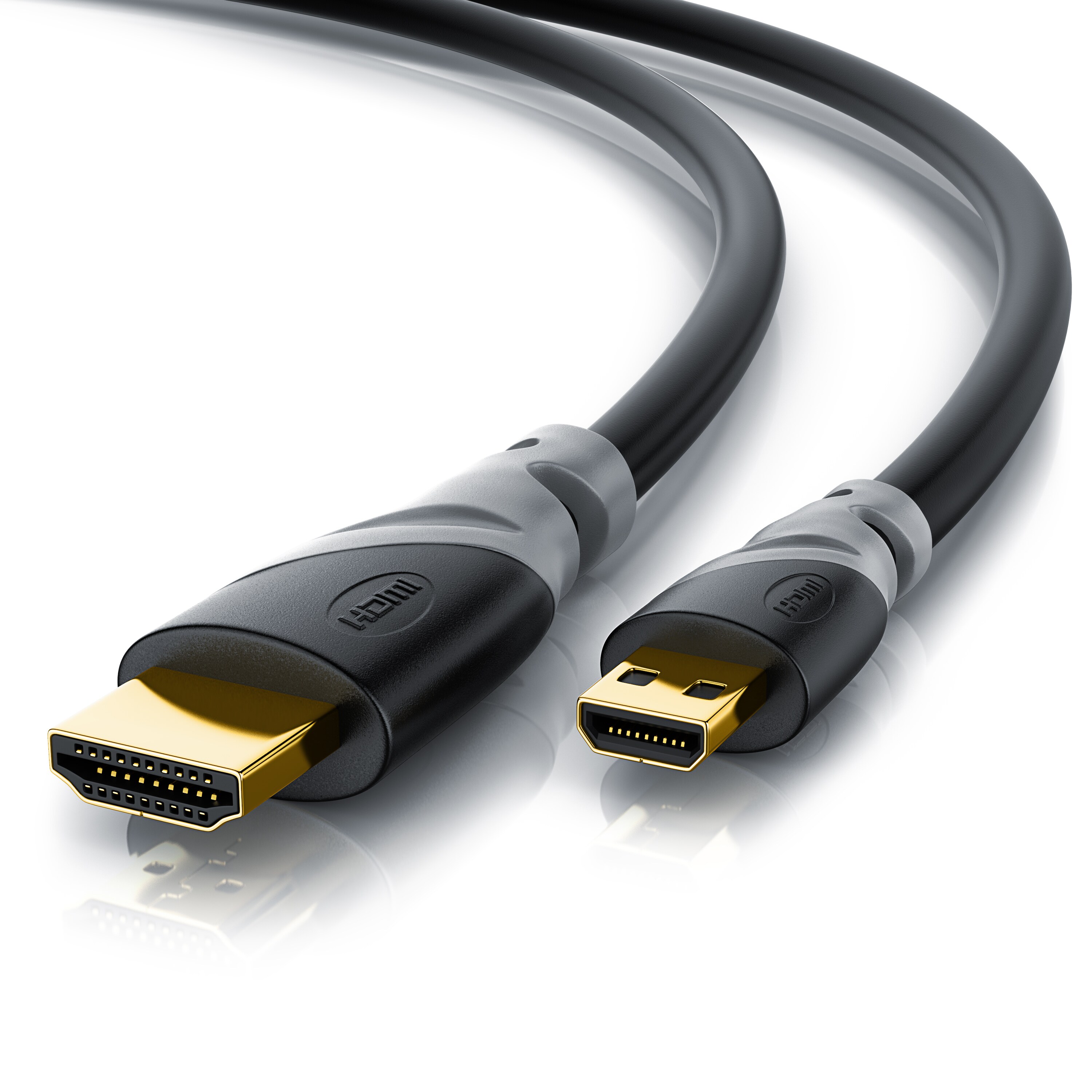 CSL HDMI Typ D (Micro) 2.0 zu HDMI Typ A Kabel, 4K, Ethernet, Ultra HD 2160p (3840 &times; 2160 Pixel) - 2m - Bild 1