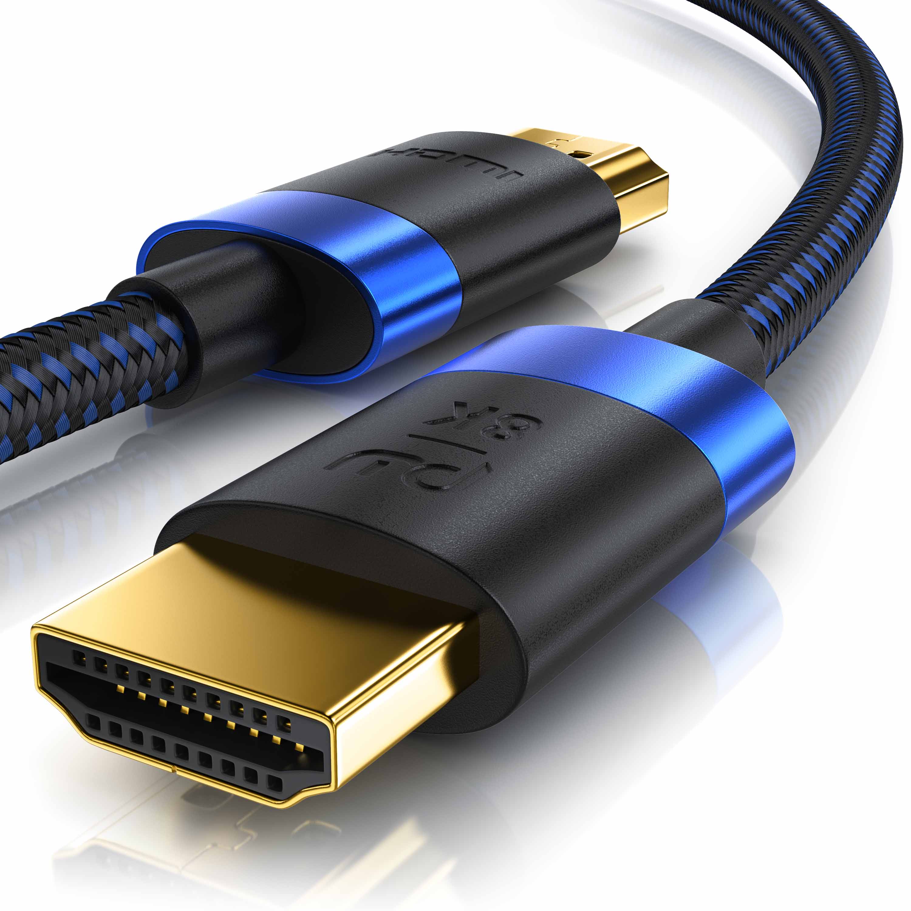 Primewire - 1m High Speed 8K HDMI Kabel 2.1  mit Ethernet ARC 3D 4K Ultra HD 7680x4320 @120 Hz PS4 360 TV OLED PC Laptop Beamer Monitor - Schwarz/Blau - Bild 1