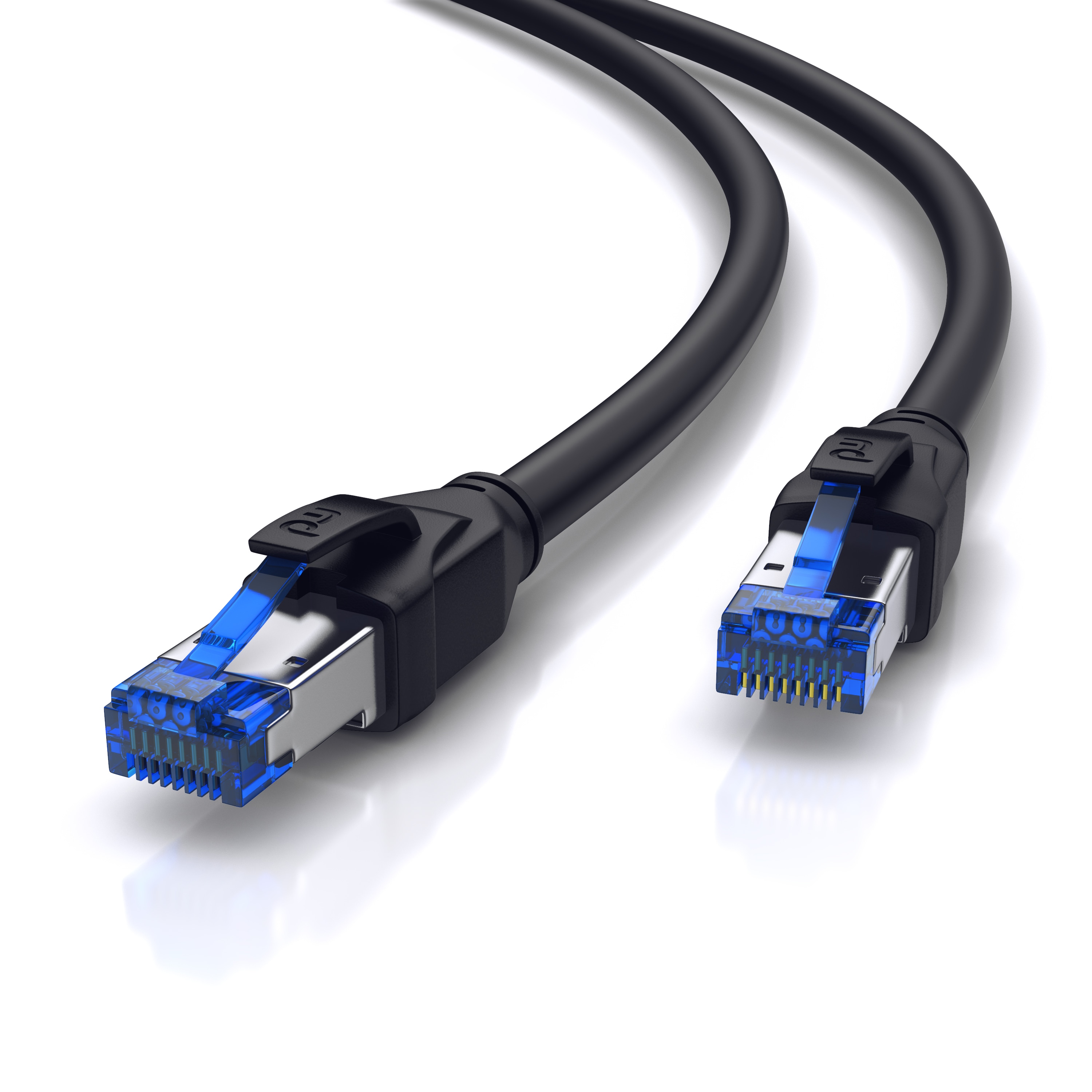 Primewire Patchkabel CAT 8 mit Baumwollummantelung - Gigabit Ethernet LAN Kabel - 40 Gbit/s - S/FTP PIMF Schirmung - Netzwerkkabel - 1m - Bild 1