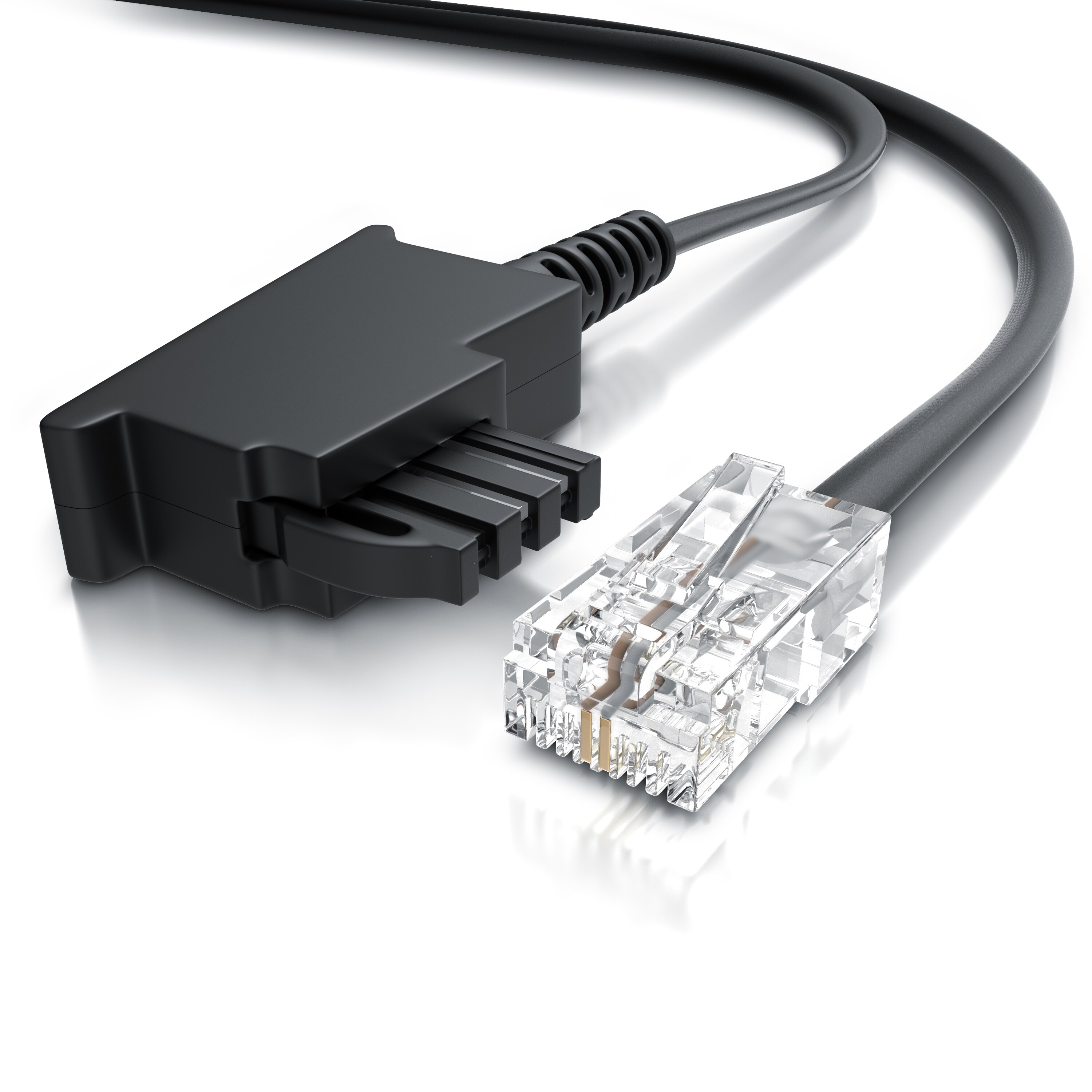 CSL - Internet Kabel Routerkabel - TAE-F Stecker auf RJ45 Stecker - 3m - Internetkabel - Router an die Telefondose, TAE - schwarz - Bild 1