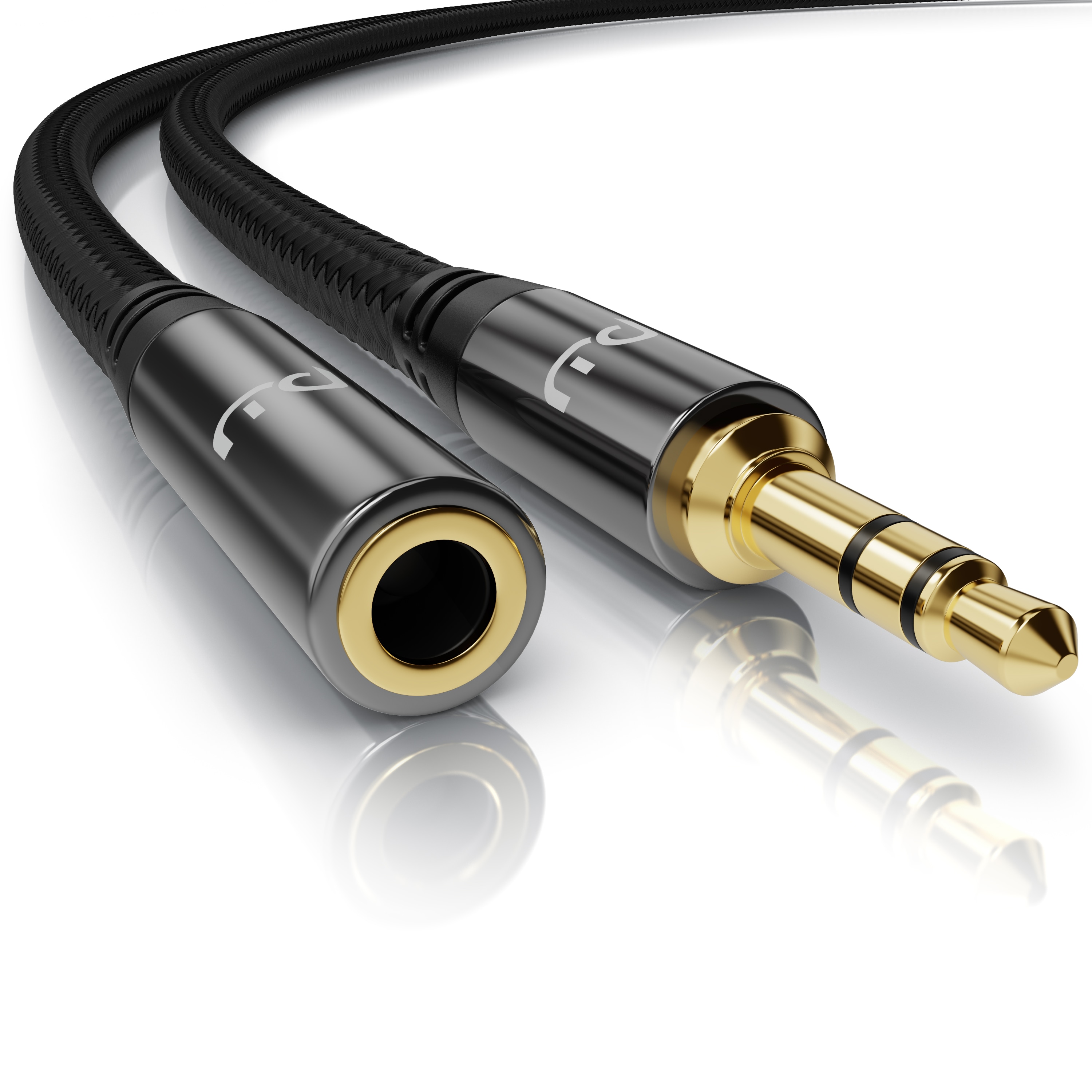 Primewire Klinkenkabel 3,5 mm AUX - Audio Verbindungskabel / Kupplung mit Nylonmantel - 5m - Bild 1