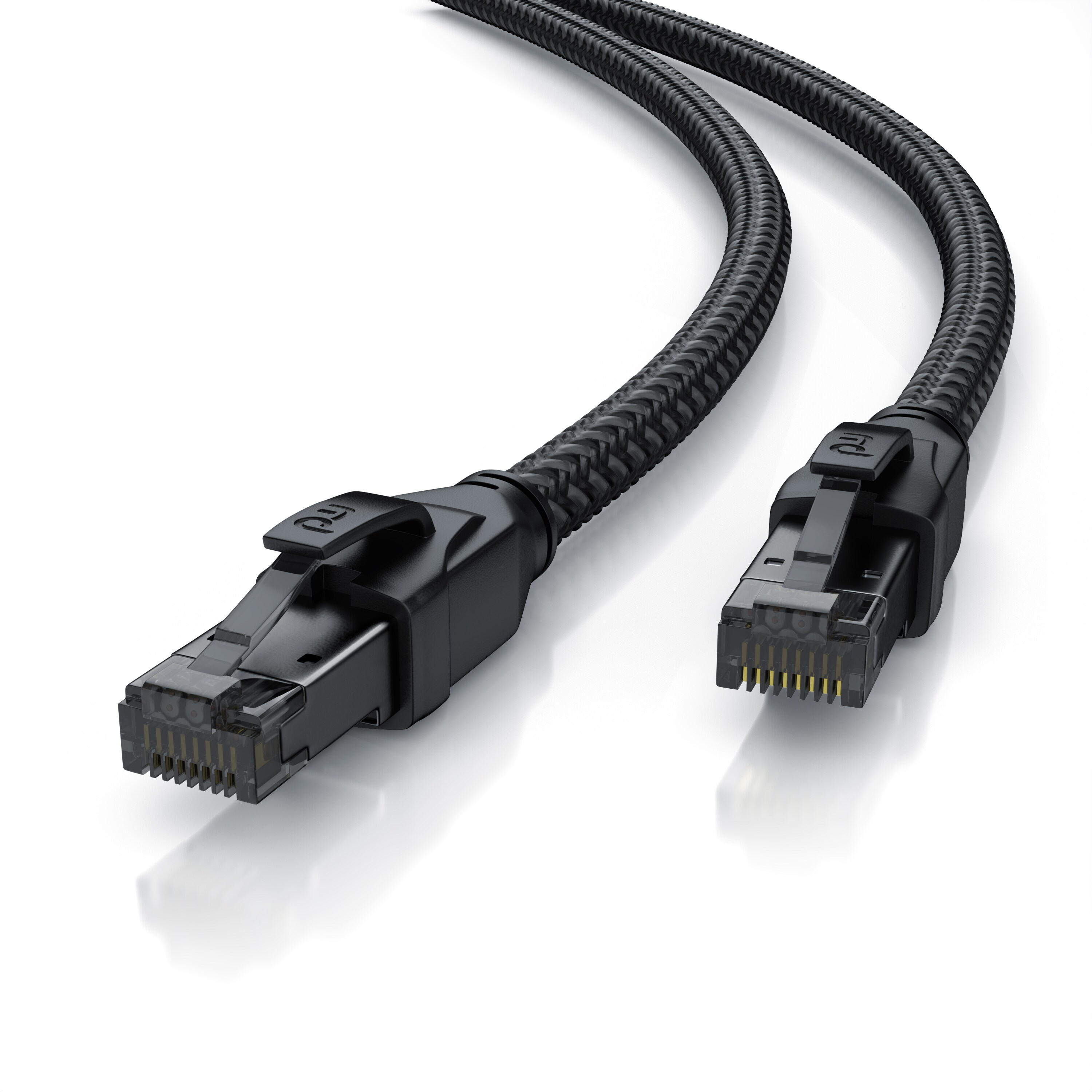 Primewire Patchkabel CAT 8 mit Baumwollummantelung, Gigabit Ethernet LAN Kabel - Black Series, 40 Gbit/s - S/FTP PIMF Schirmung, Netzwerkkabel - 5m - Bild 1