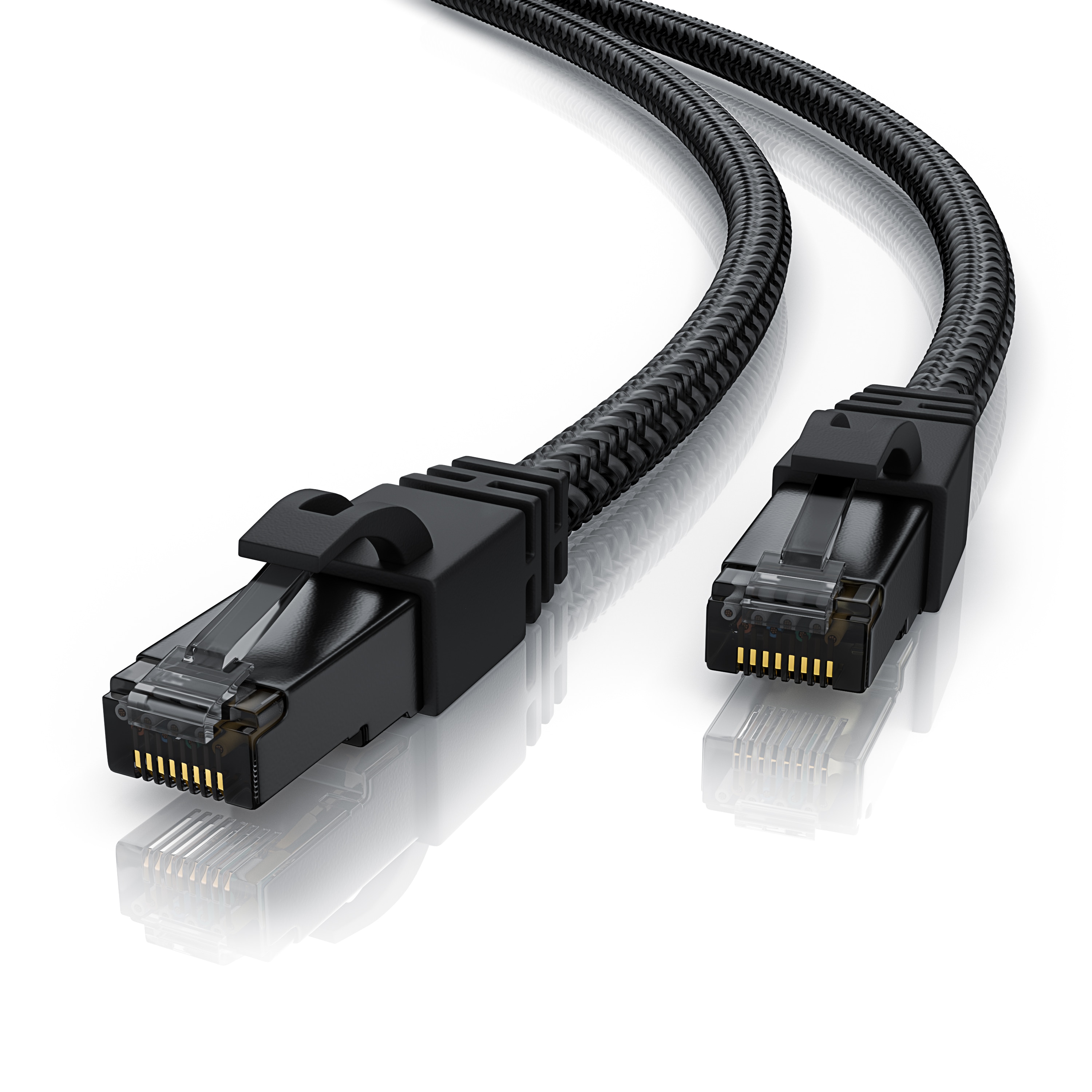 Primewire Patchkabel CAT 7 mit Baumwollummantelung - Gigabit Ethernet LAN Kabel - Black Series - 10 Gbit/s - S/FTP PIMF Schirmung - Netzwerkkabel - 2m - Bild 1