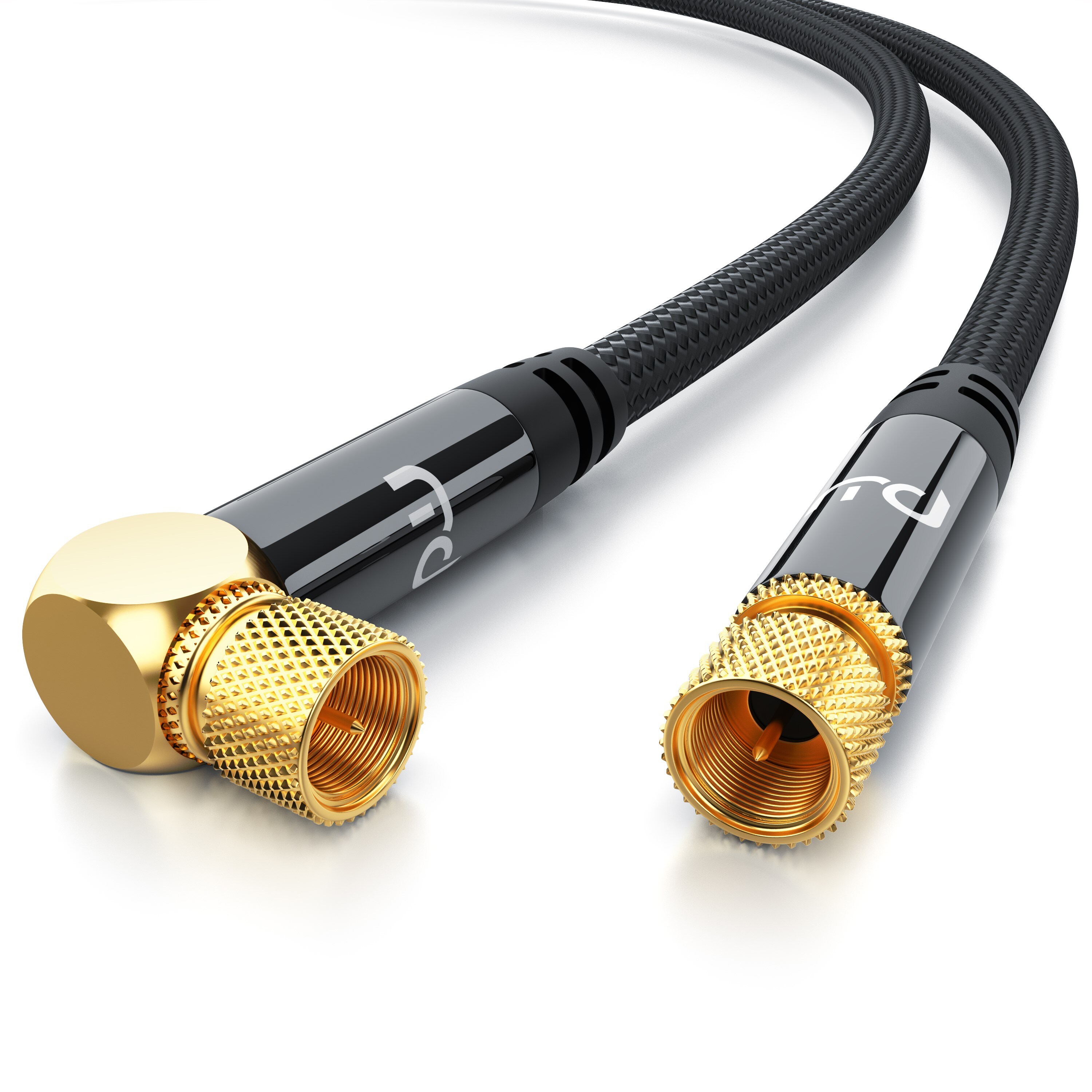 Primewire HDTV Satellitenkabel gewinkelt mit Braiding - 135Db - 75 Ohm - Stoffummantelung - 2 m - Bild 1