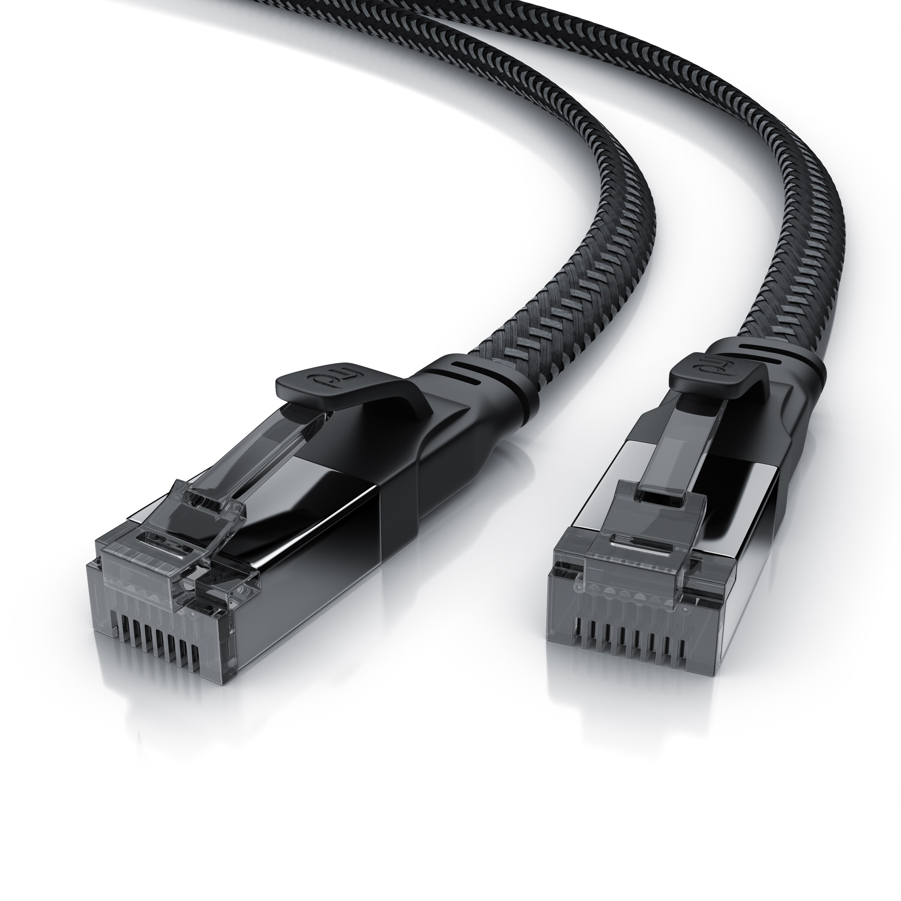 Primewire CAT 8.1 Netzwerkkabel Flach 40 Gbits, Baumwollmantel, LAN Kabel Patchkabel, Gigabit RJ45 Ethernet Cable, Flachbandkabel, Verlegekabel - 3m - Bild 1