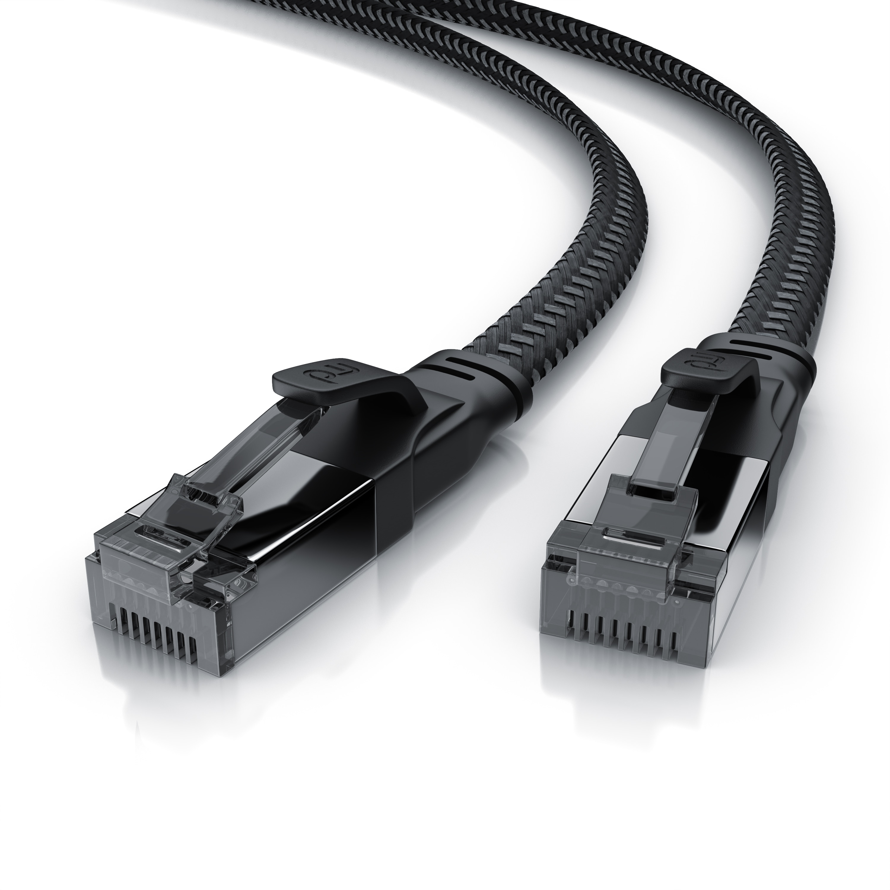 Primewire CAT 8.1 Netzwerkkabel Flach 40 Gbits, Baumwollmantel, LAN Kabel Patchkabel, Gigabit RJ45 Ethernet Cable, Flachbandkabel, Verlegekabel - 5m - Bild 1