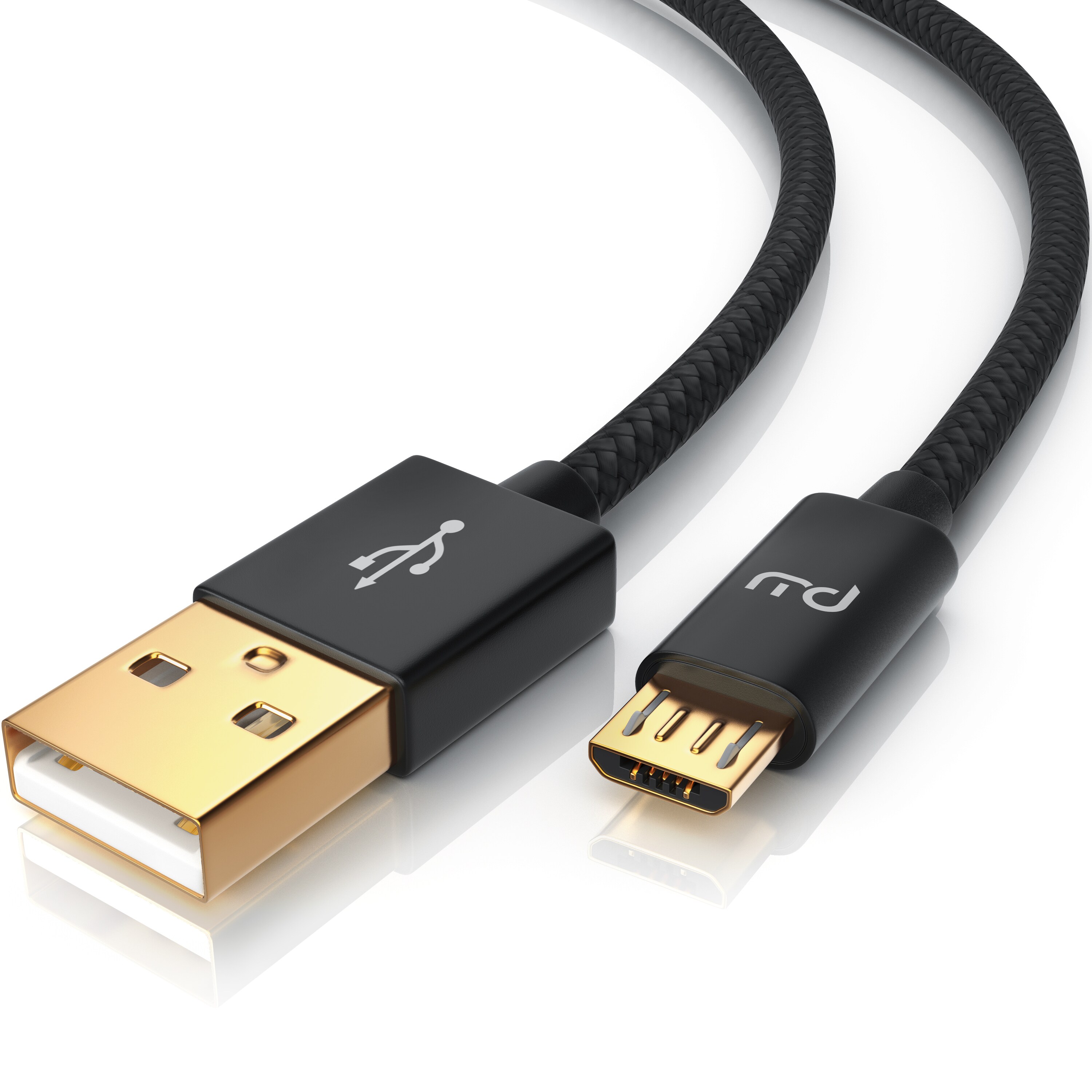 Primewire Premium Micro USB 2,4A Schnellladekabel - Nylonkabel Metallstecker - High Speed Ladekabel / Datenkabel - 3m - Bild 1