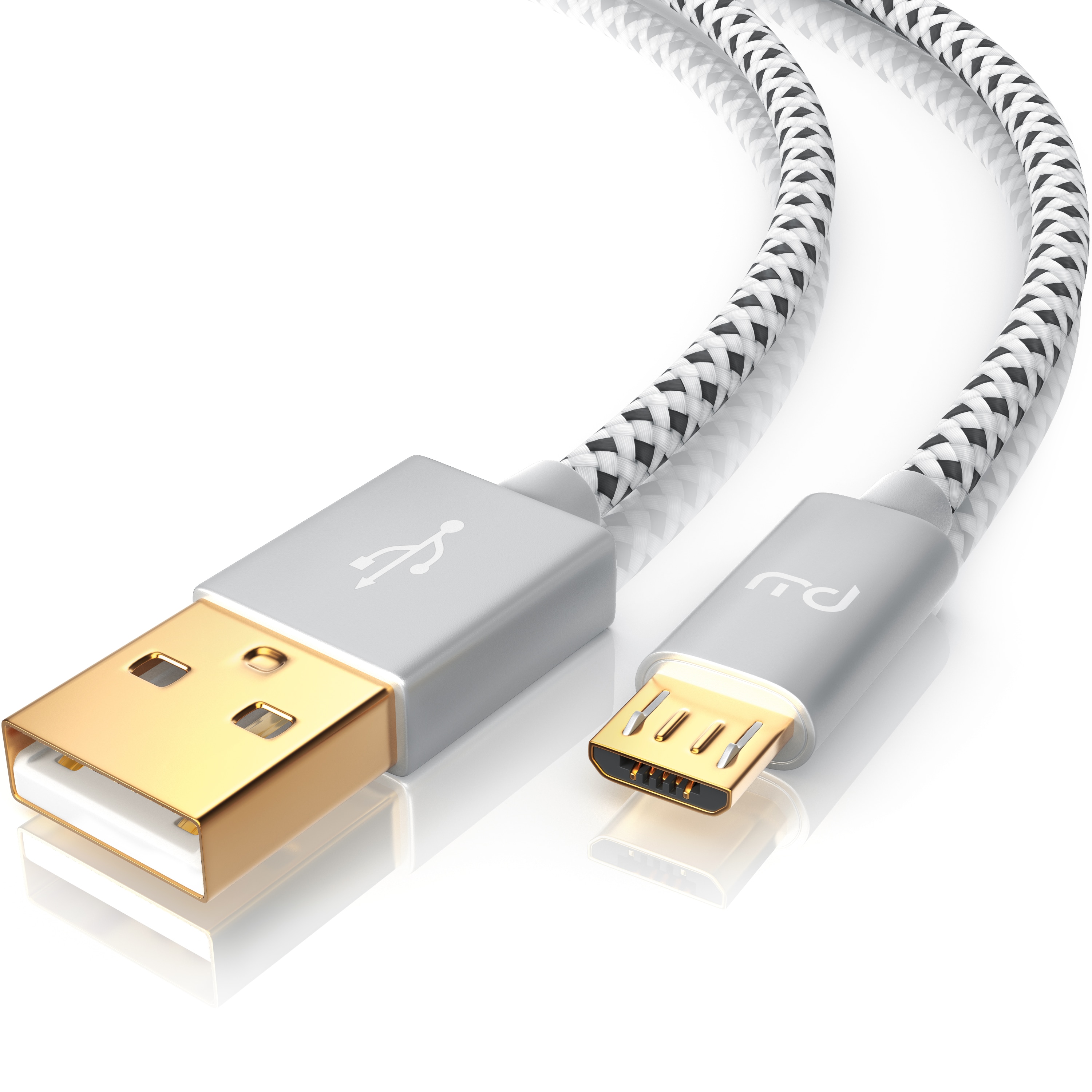 Primewire Premium Micro USB 2,4A Schnellladekabel - Nylonkabel Metallstecker - High Speed Ladekabel / Datenkabel - 5m - Bild 1