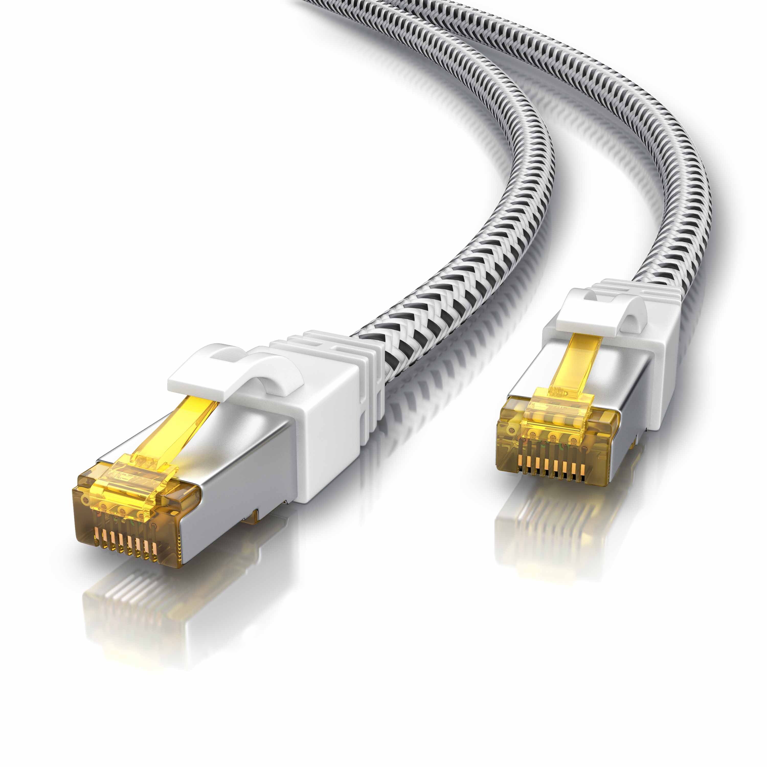 Primewire Patchkabel CAT 7 Rohkabel mit Baumwollummantelung  - Gigabit Ethernet LAN Kabel - 10 Gbit/s - S/FTP PIMF Schirmung - Netzwerkkabel - 3m - Bild 1