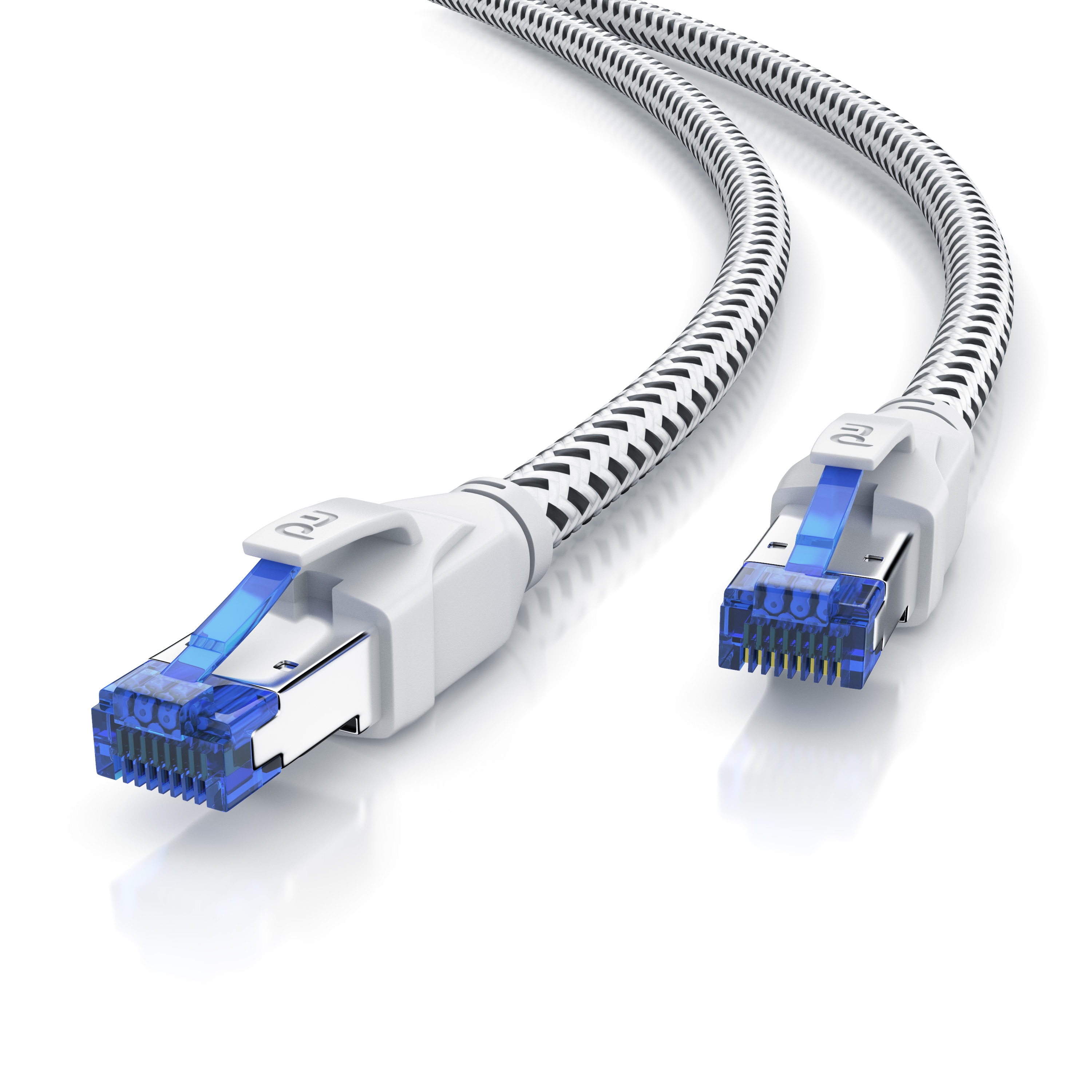 Primewire Patchkabel CAT 8 mit Baumwollummantelung - Gigabit Ethernet LAN Kabel - 40 Gbit/s - S/FTP PIMF Schirmung - Netzwerkkabel - 3m - Bild 1