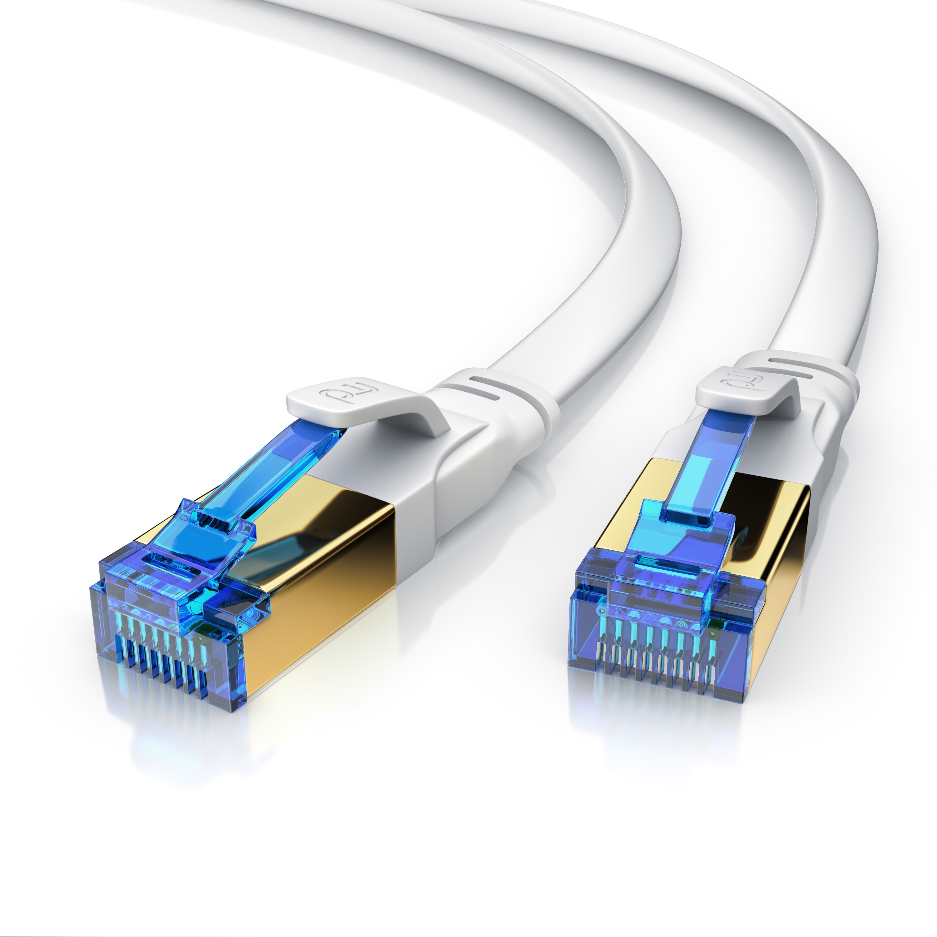 Primewire Flachbandpatchkabel CAT 8 - Gigabit Ethernet LAN Kabel - 40 Gbit/s - S/FTP PIMF Schirmung - Netzwerkkabel - 2m - Bild 1