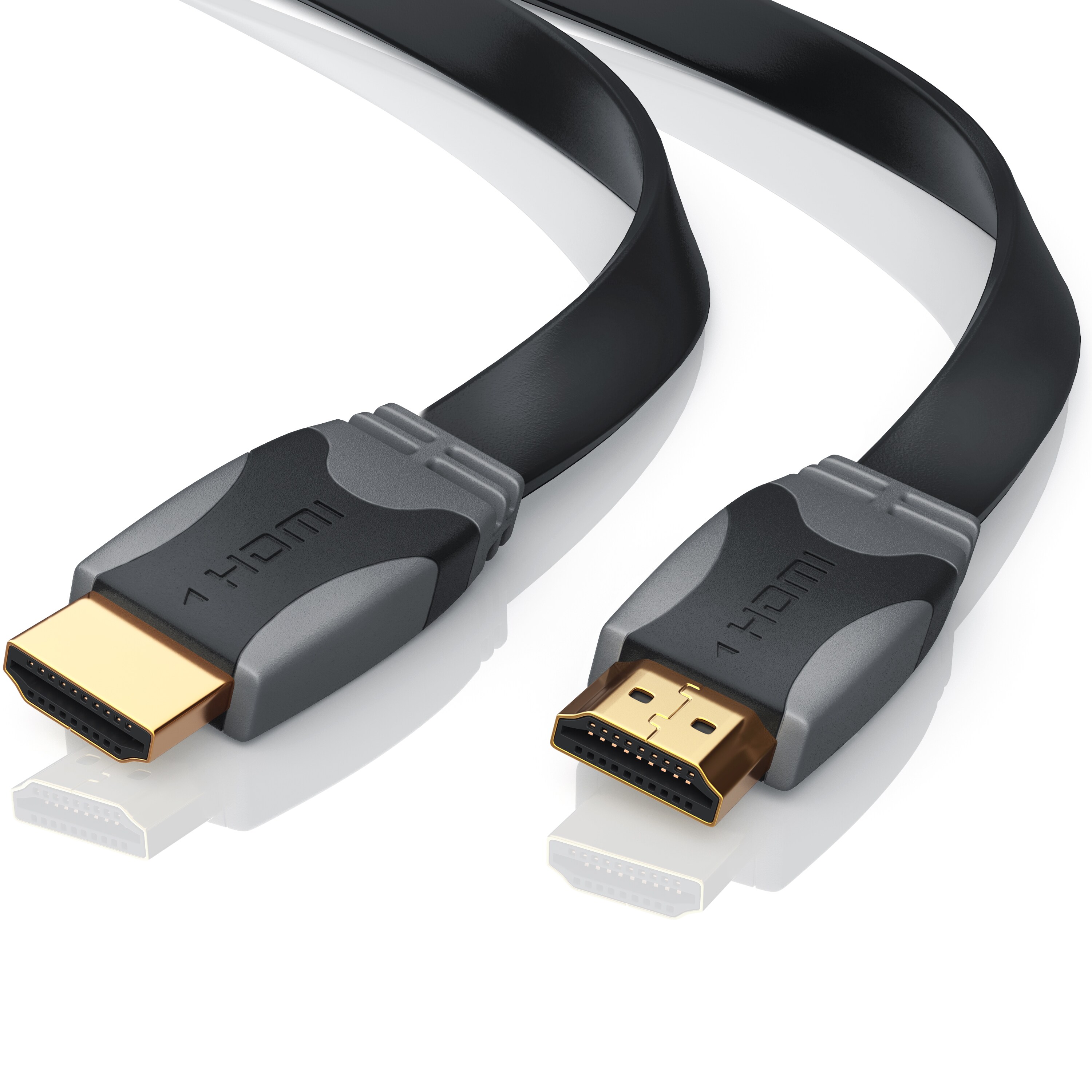 CSL HDMI-Kabel 1.4a, Full HD Flachband-Kabel 1920 x 1080p 60Hz, 3D, Ethernet, CEC, ARC, HDMI Typ A - 5m - Bild 1