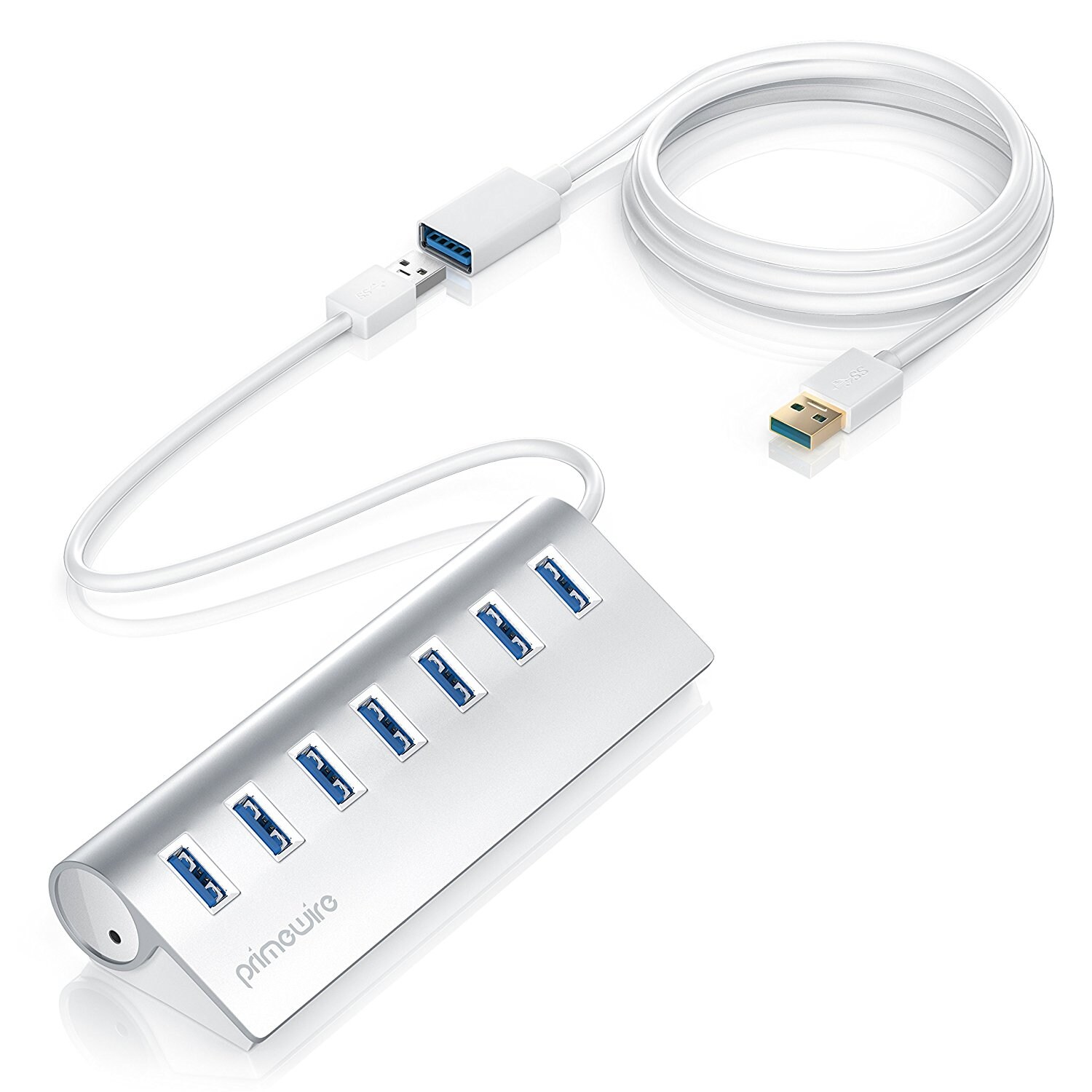 Primewire 7-Port USB 3.0 Hub inkl. 1m USB Verl&auml;ngerungskabel Alu Geh&auml;use / inkl. Netzteil - Bild 1