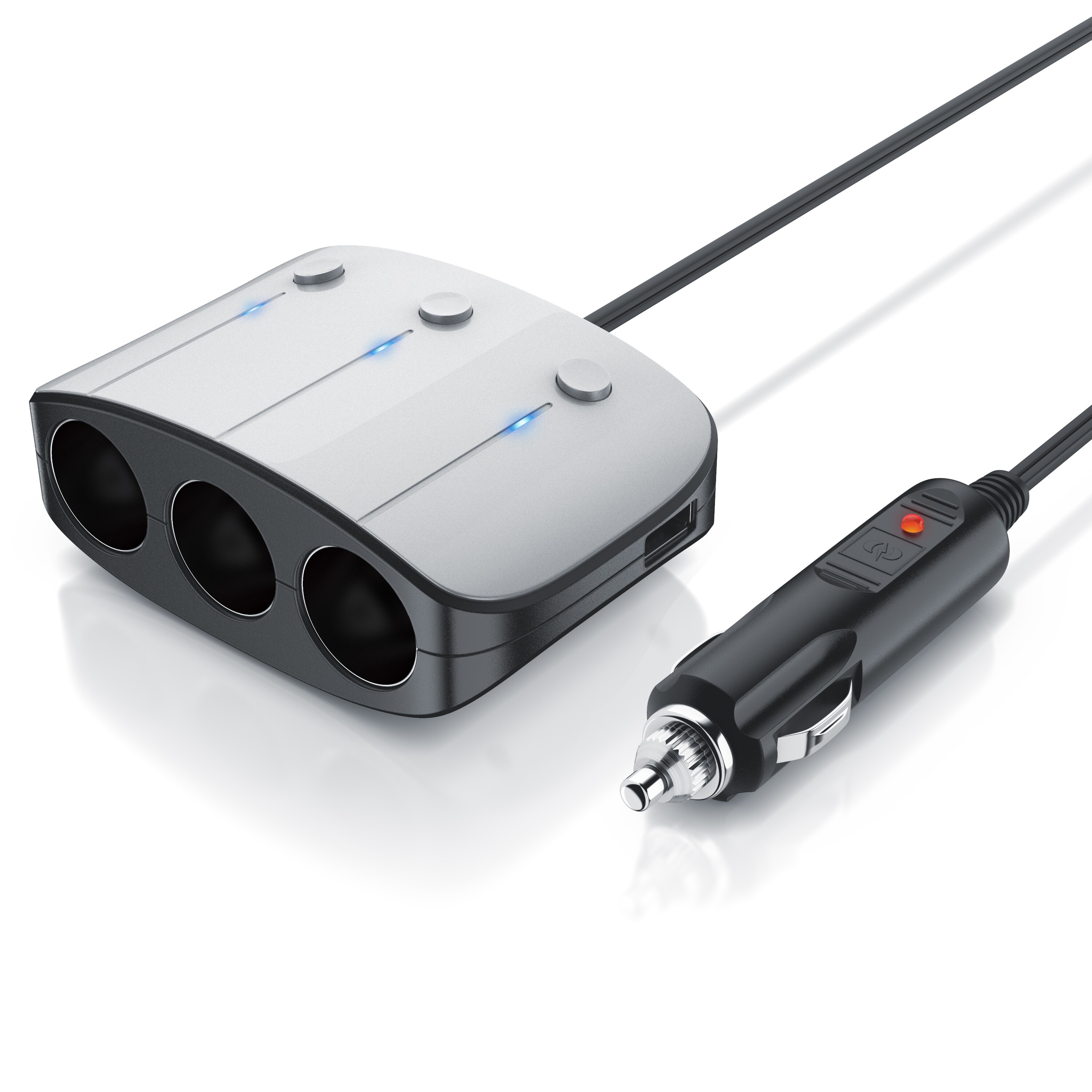 Aplic KFZ-Adapter, 3-fach Zigarettenanz&uuml;nder Verteiler, 2x USB Ladeadapter & &Uuml;berlastschutz - Bild 1