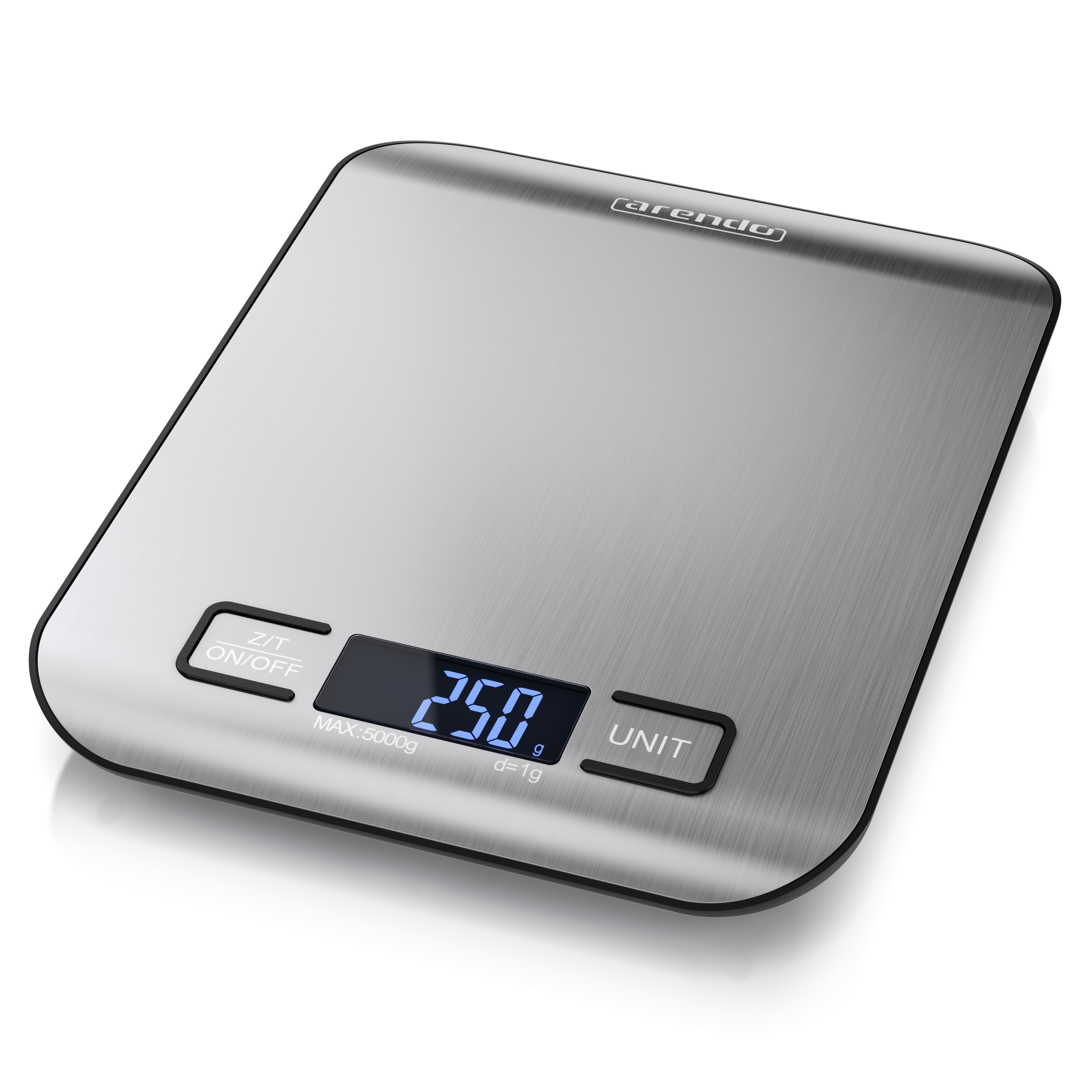 Arendo K&uuml;chenwaage bis 5kg, Digitale Lebensmittelwaage aus Edelstahl, Messgenauigkeit 1g, (1-tlg), Kaffeewaage, automatische Abschaltung - Bild 1