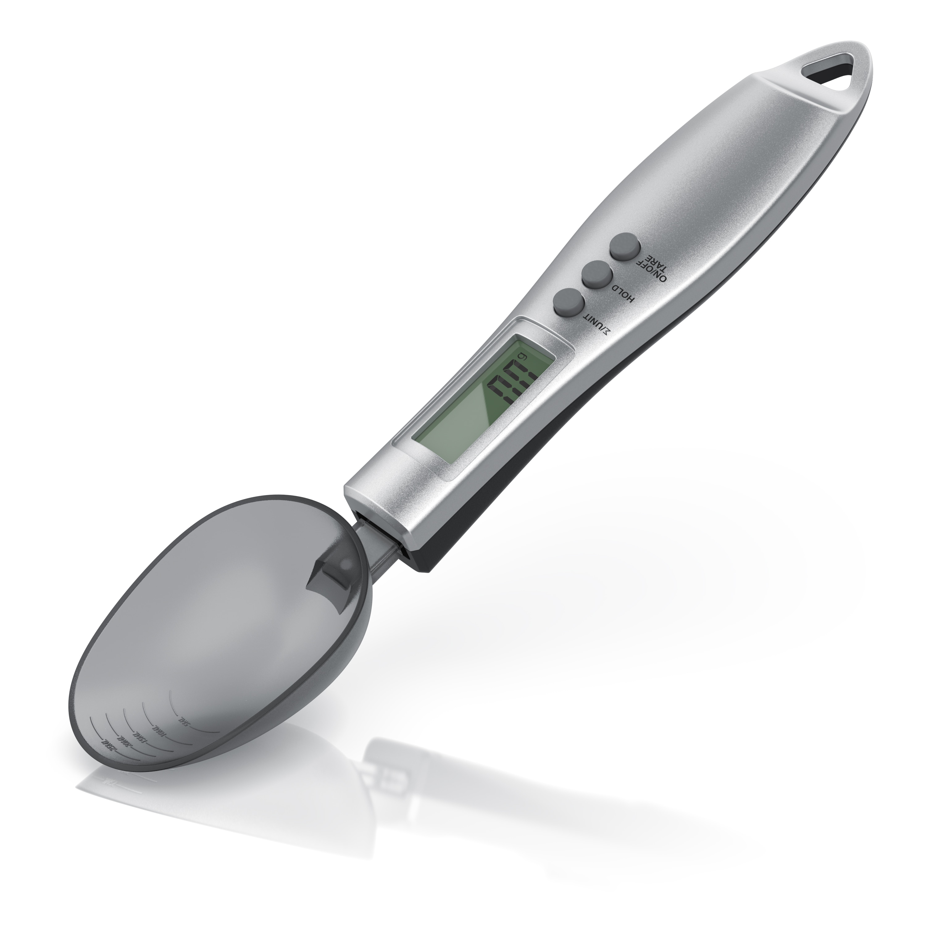 Arendo L&ouml;ffelwaage digital 0,1g - K&uuml;chenwaage Feinwaage - LCD-Anzeige - Digitalwaage - Professionelles K&uuml;chenzubeh&ouml;r - 2 abnehmbare L&ouml;ffel - Bild 1