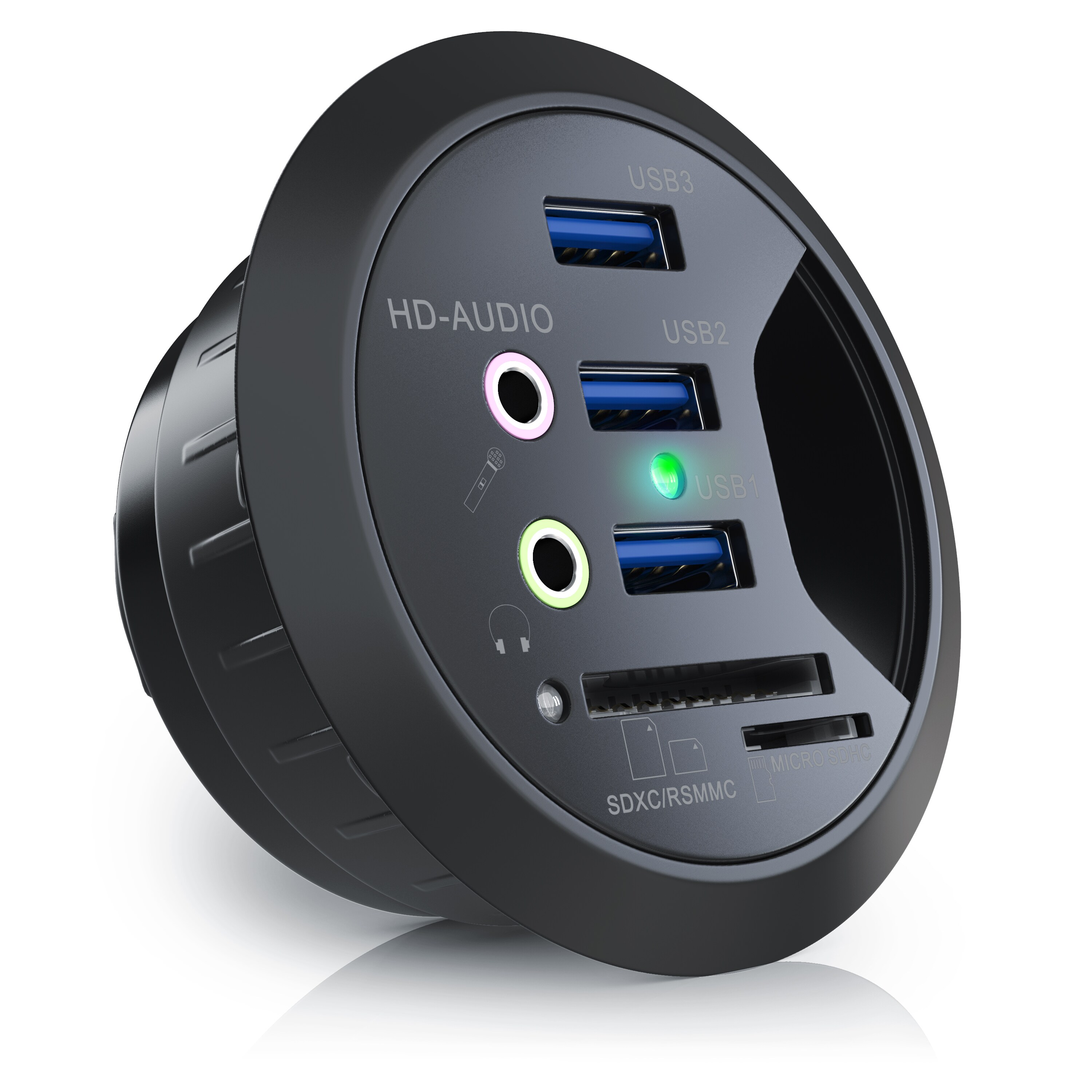 CSL Tisch USB Hub mit Kartenleser & Aux Anschluss 3x USB 3.2 Gen1/ 2x 3,5mm Klinke / microSD + SDXC - Bild 1