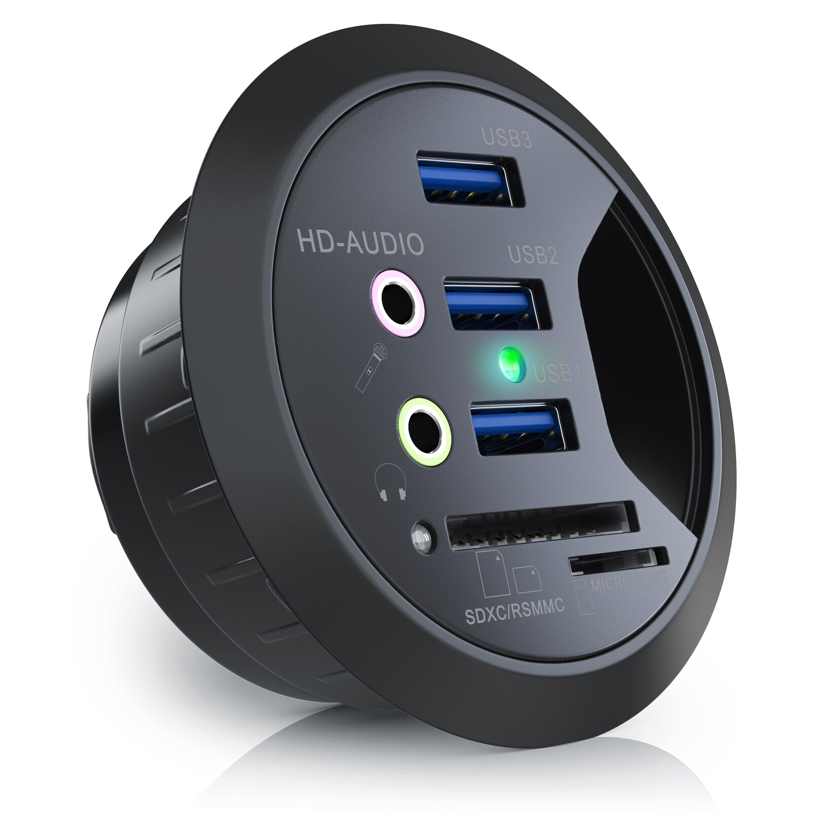 CSL Tisch USB Hub mit Kartenleser & Aux Anschluss 3x USB 3.2 Gen1/ 2x 3,5mm Klinke / microSD + SDXC | 04061474012971