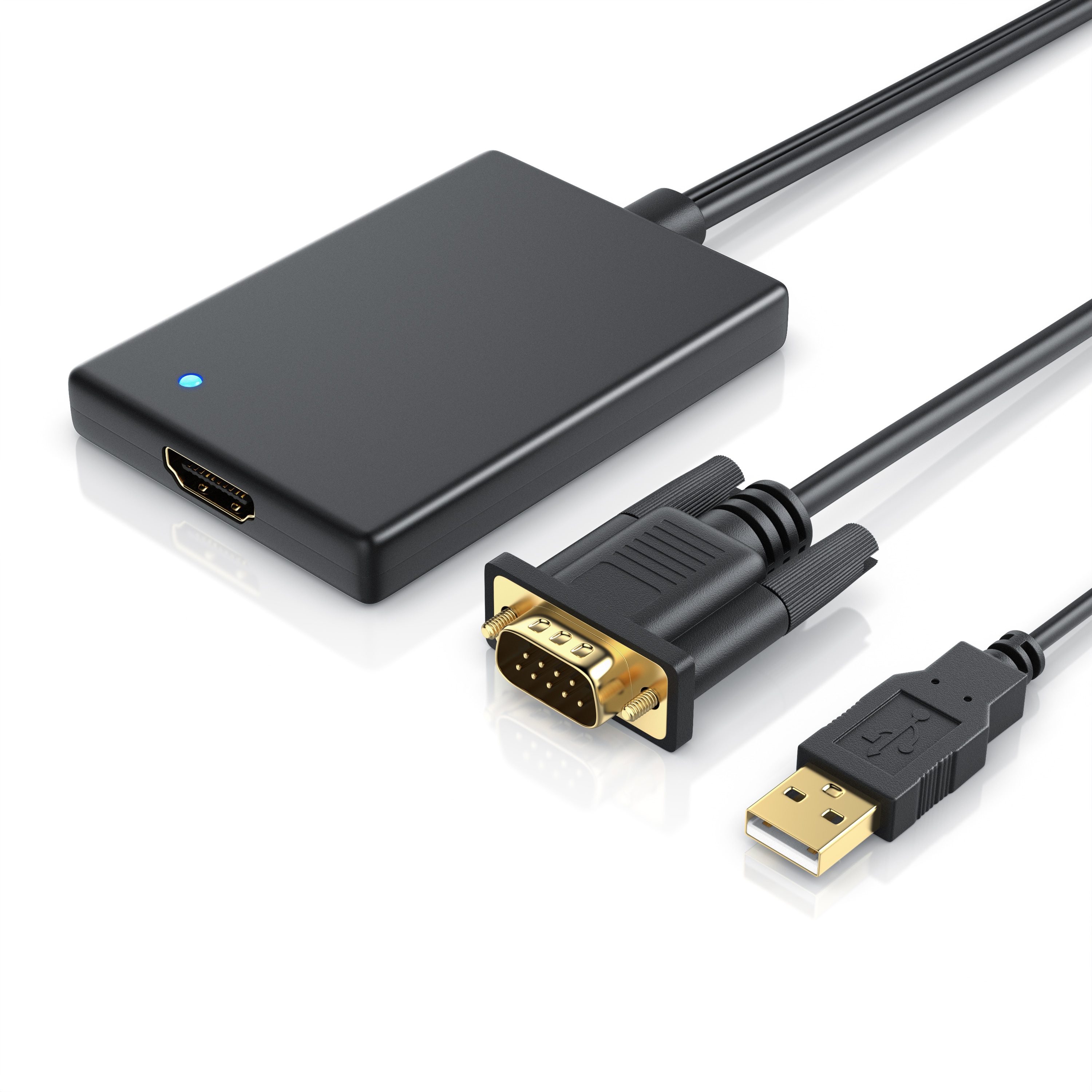CSL Audio- & Video-Adapter VGA, USB Typ A zu HDMI, VGA zu HDMI Adapter, Konverter Kabel 1920x1080 Full HD 1080p - Bild 1