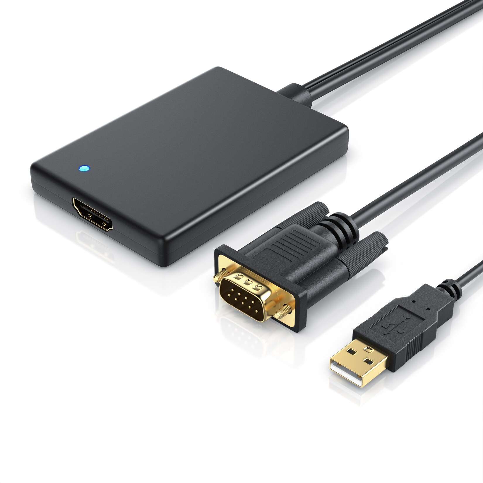 CSL Audio- & Video-Adapter VGA, USB Typ A zu HDMI, VGA zu HDMI Adapter, Konverter Kabel 1920×1080 Full HD 1080p | 04061474012506