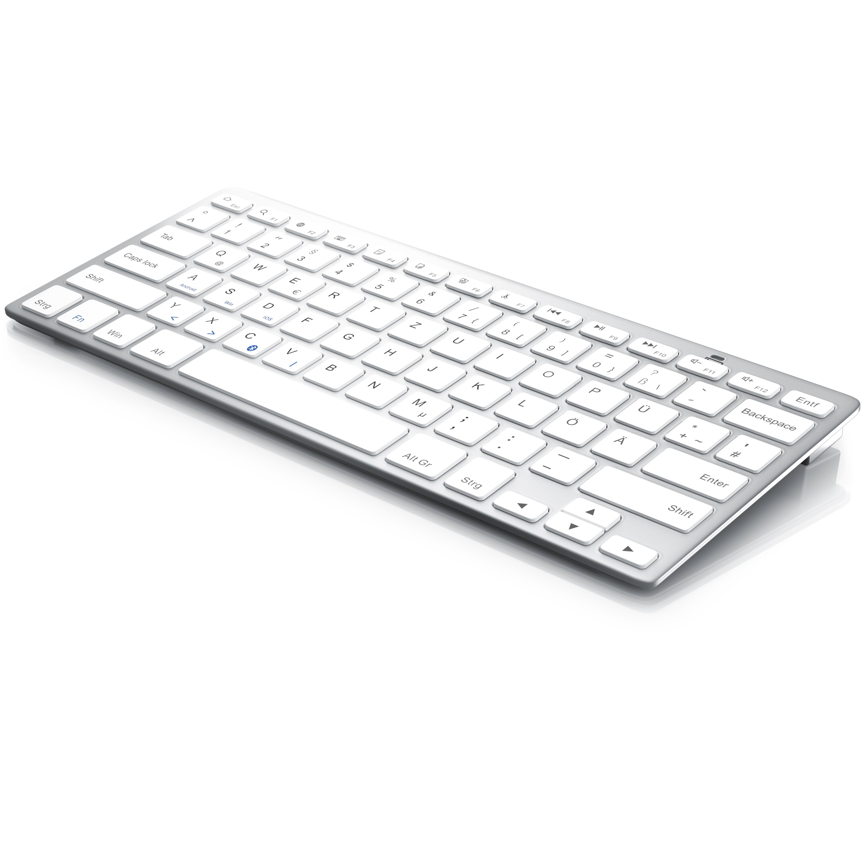 CSL Wireless-Tastatur, Bluetooth Keyboard, Ultra d&uuml;nnes Design, ergonomisch & trageleicht, silber - Bild 1