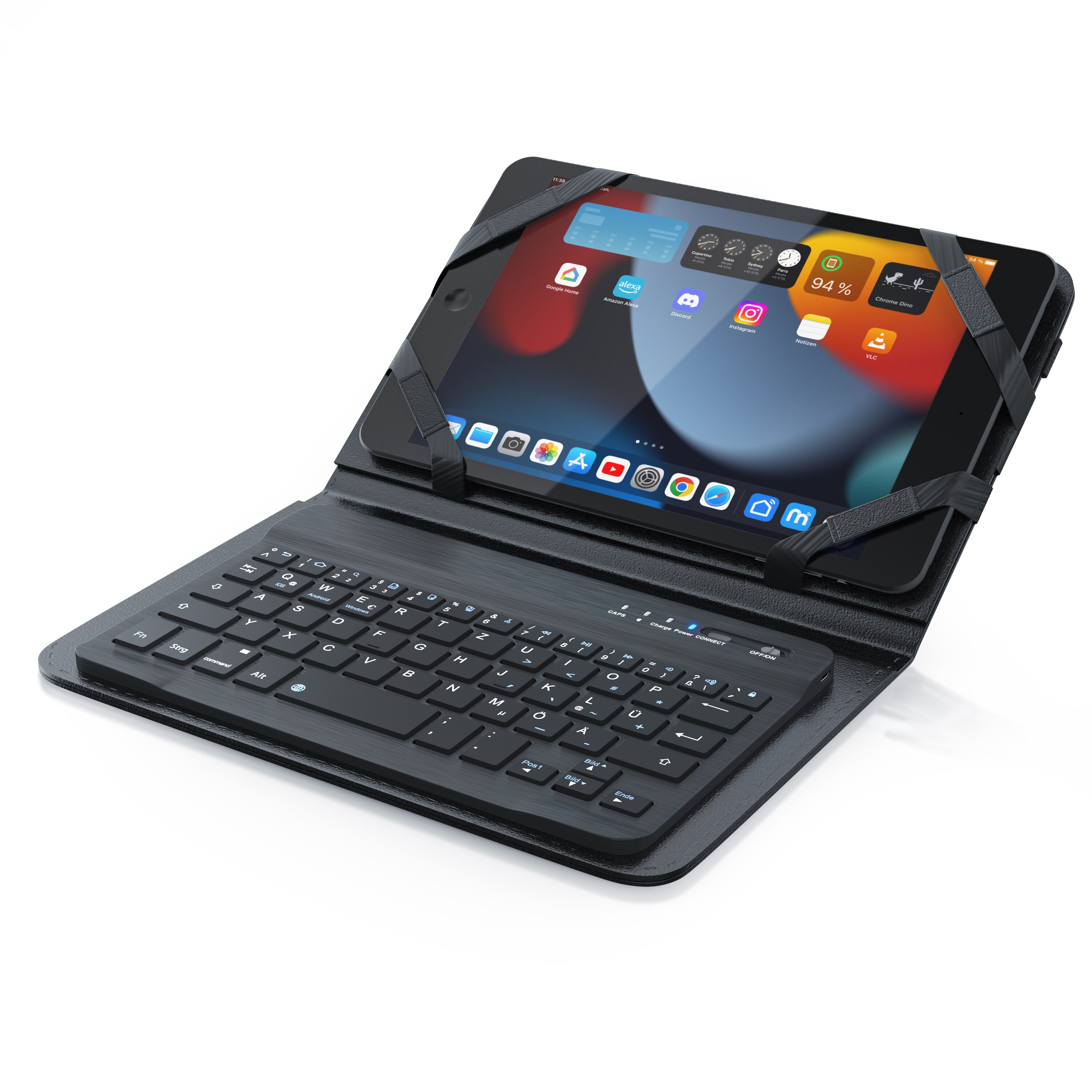 Aplic Tablet-Tastatur, Bluetooth, Kunstledercase f&uuml;r 7-8" Tablets, flaches & kompaktes Format - Bild 1