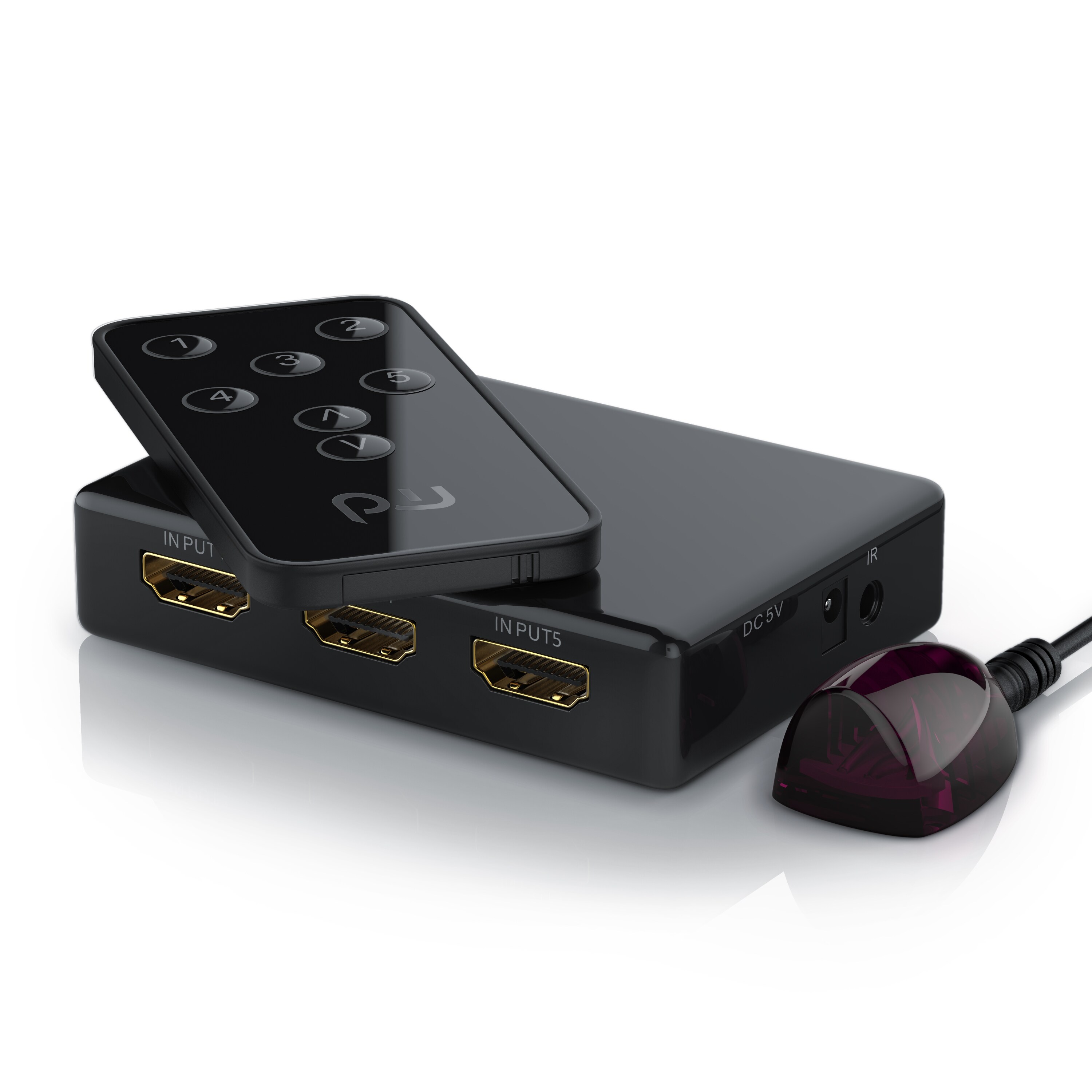 Primewire 5-Port UHD HDMI Switch inkl. Fernbedienung 5x HDMI Eing&auml;nge / 4K / 3D / CEC / ARC - Bild 1