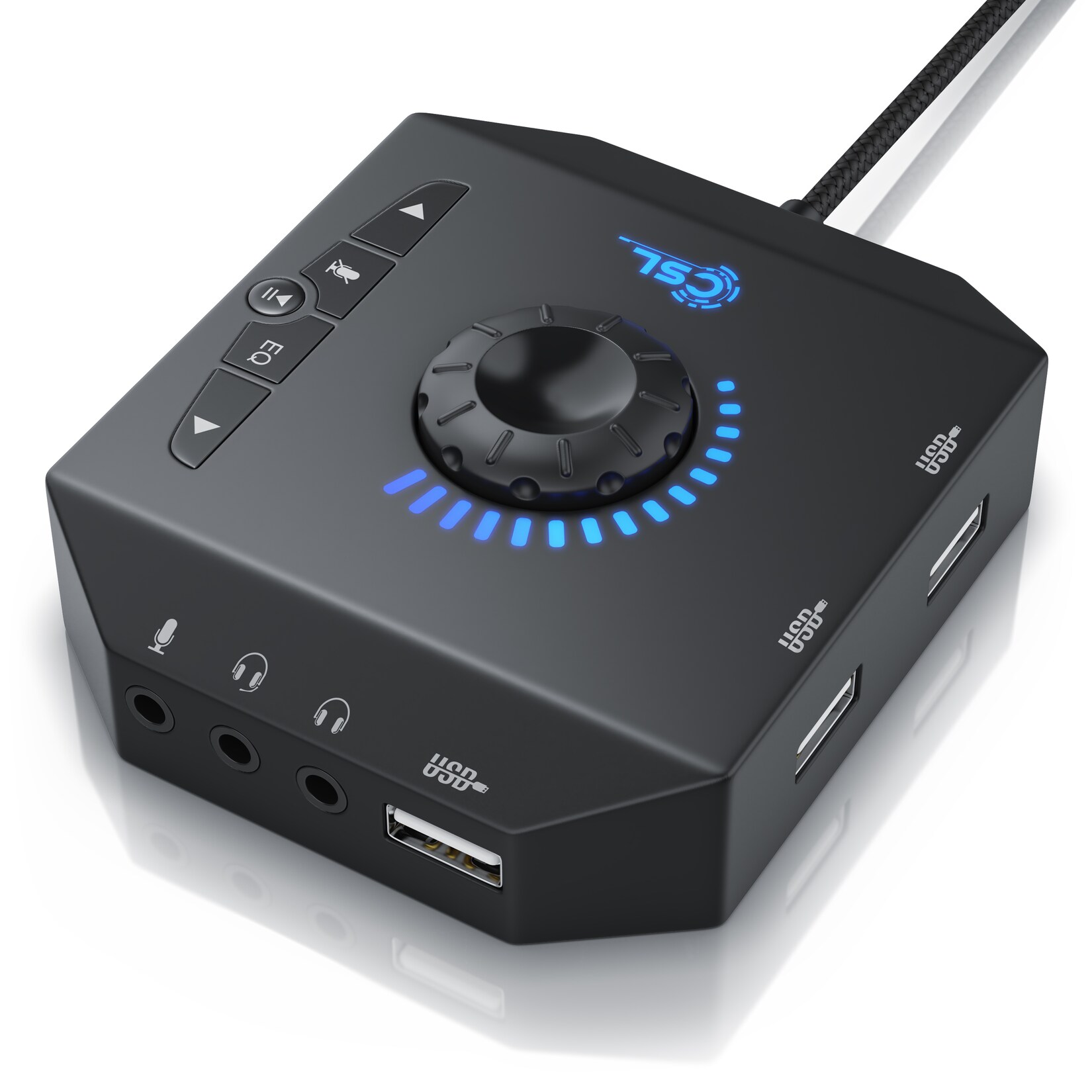 CSL externe USB Soundkarte mit Lautstärkeregelung Anschluss für Headset, Kopfhörer, Mikrofon | 04061474029207