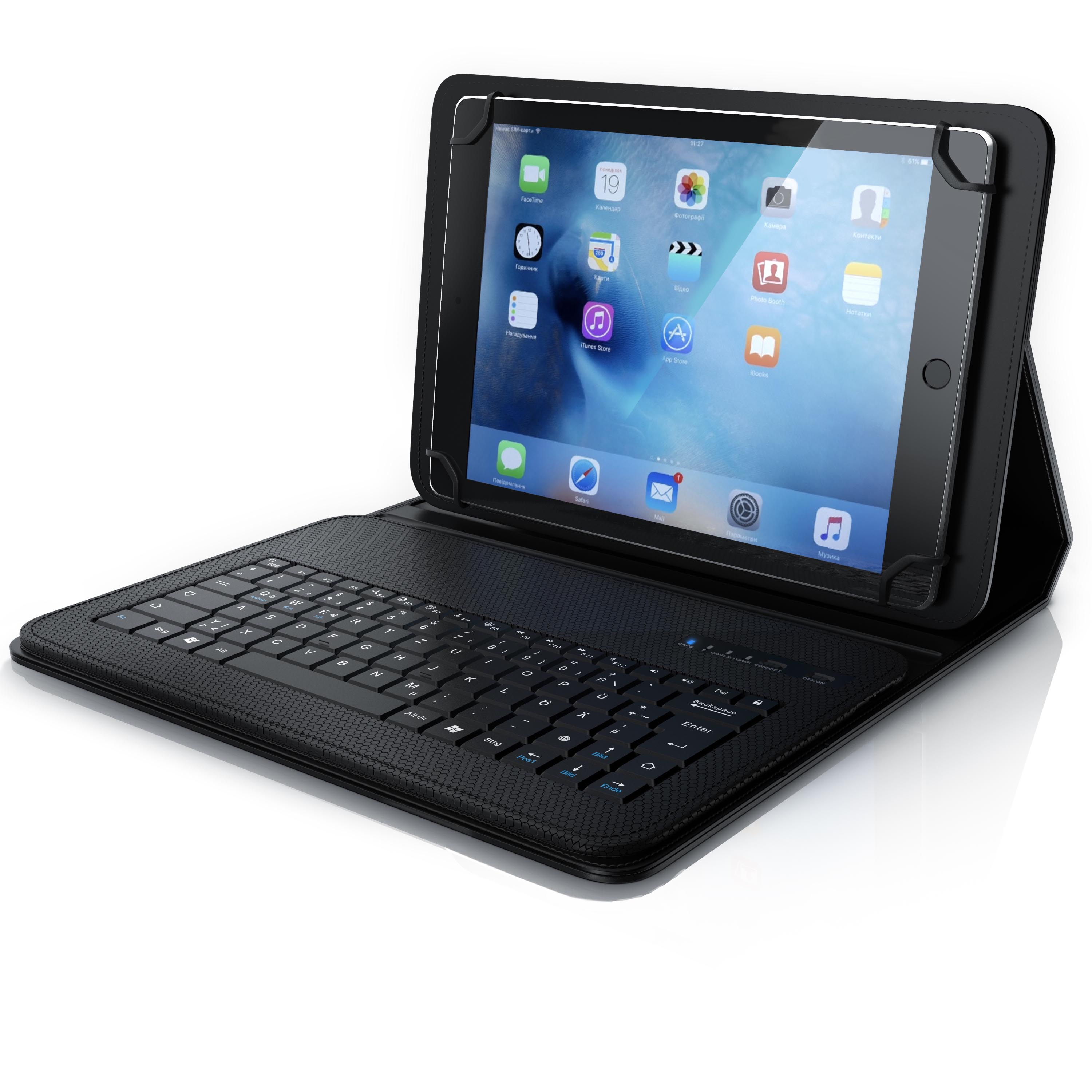 CSL Bluetooth Tastatur mit Schutzh&uuml;lle, Tablet-Tastatur f&uuml;r 9-12 Zoll Tablets, magnetische Befestigung, Multimedia Funktionstasten, QWERTZ Layout - Bild 1