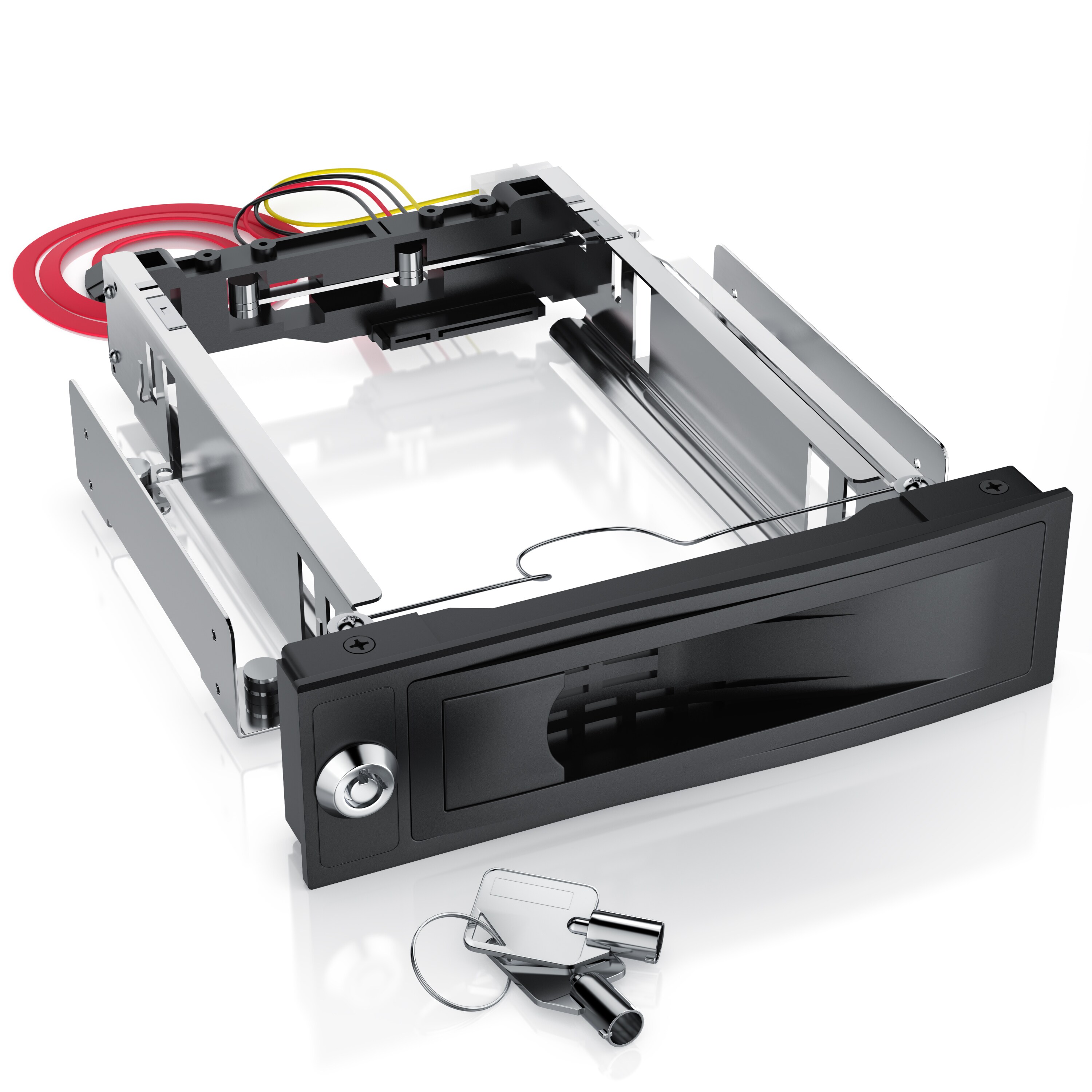 CSL Festplatten-Wechselrahmen, 5,25", f&uuml;r 3,5" SATA HDD's, Anti-Vibrations-Kit, Abschlie&szlig;bar - Bild 1