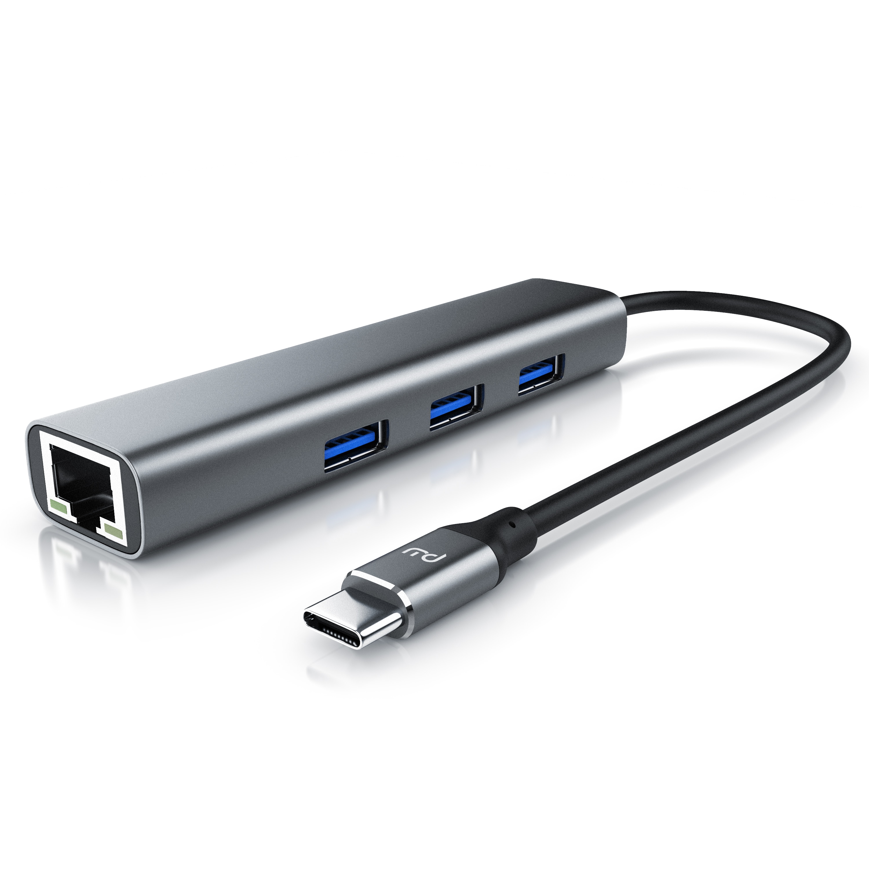 Primewire - USB C HUB mit RJ45 Ethernet - 10/100/1000 Mbit/s - Gigabit Ethernet, LAN Network Adapter - 3 x USB 3.2 Gen.1 A Ports - Notebook - Bild 1