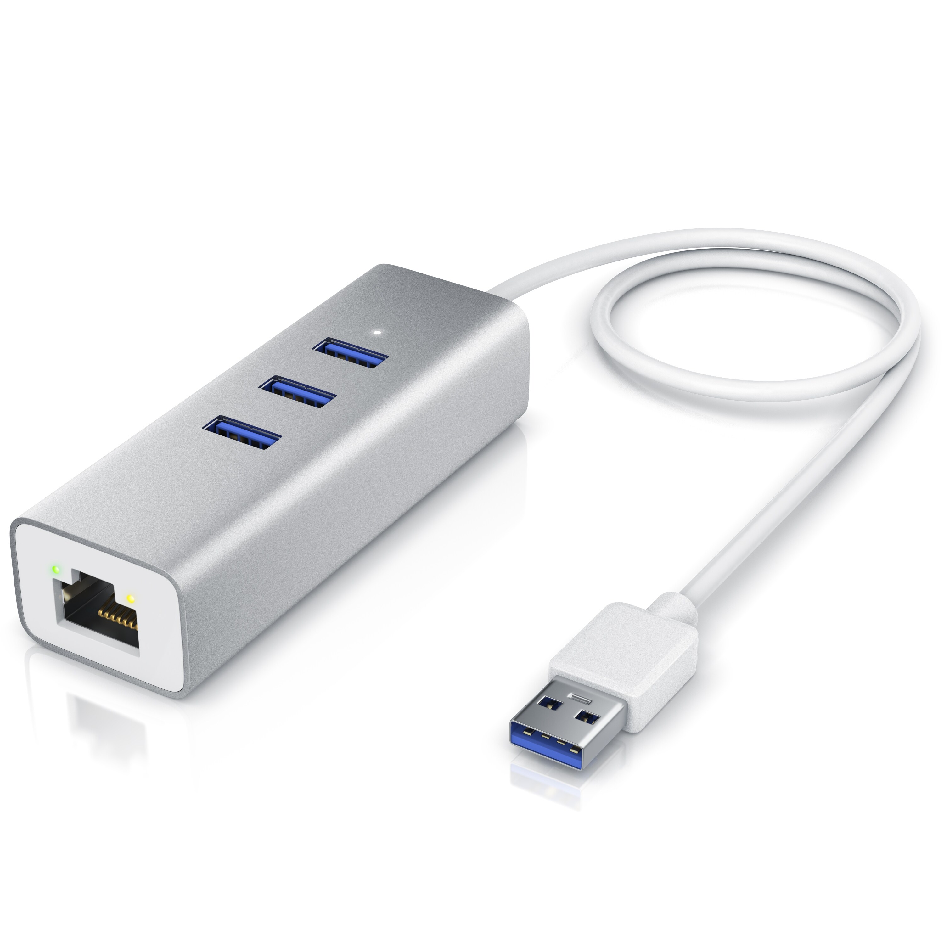 CSL 3-Port USB 3.1 Gen1 Verteiler inkl. Netzwerkadapter mit RJ45 Buchse / Aluminium Geh&auml;use - Bild 1