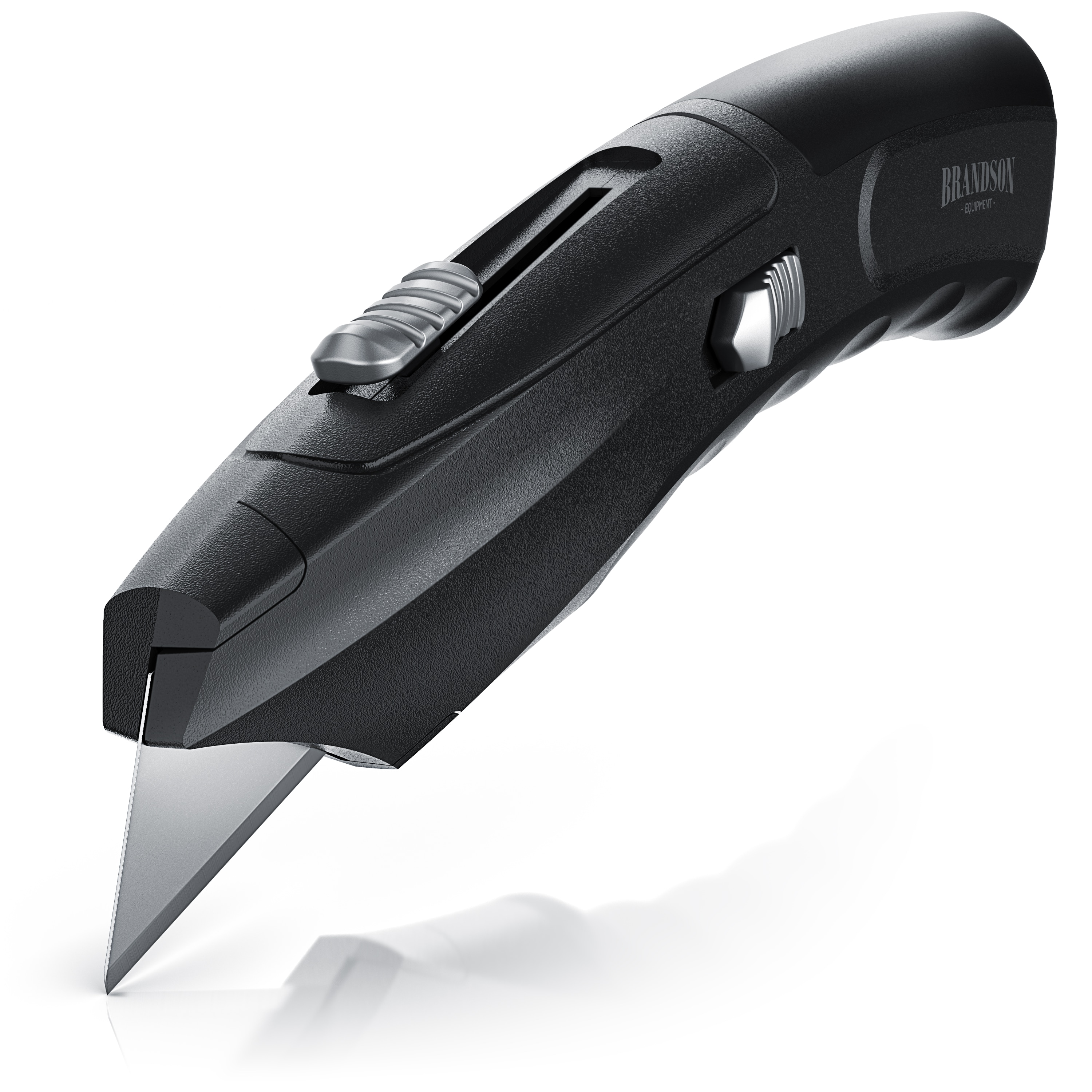 Brandson Teppichmesser zinklegiertes Geh&auml;use - Kartonmesser - Profi Messer - Cuttermesser - inkl. Ersatzklingen im Magazin - Trapezklingen SK5 Klingen - Bild 1