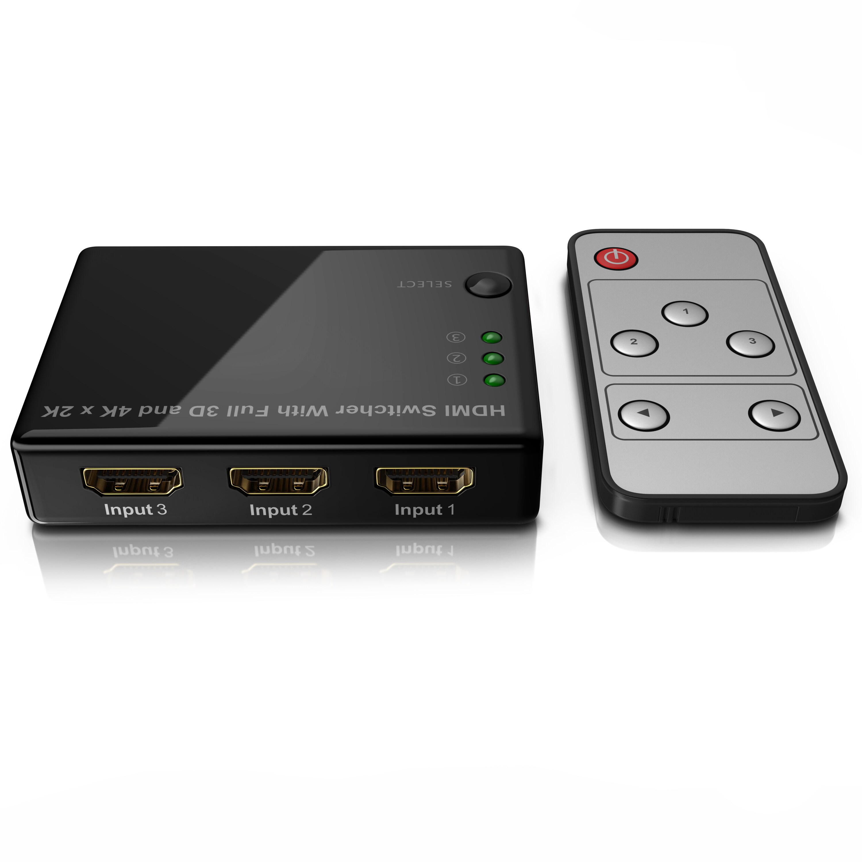 Primewire Audio / Video Matrix-Switch, 3-Port UHD HDMI Switch / Verteiler inkl. Fernbedienung, 4K, 3D, CEC - Bild 1