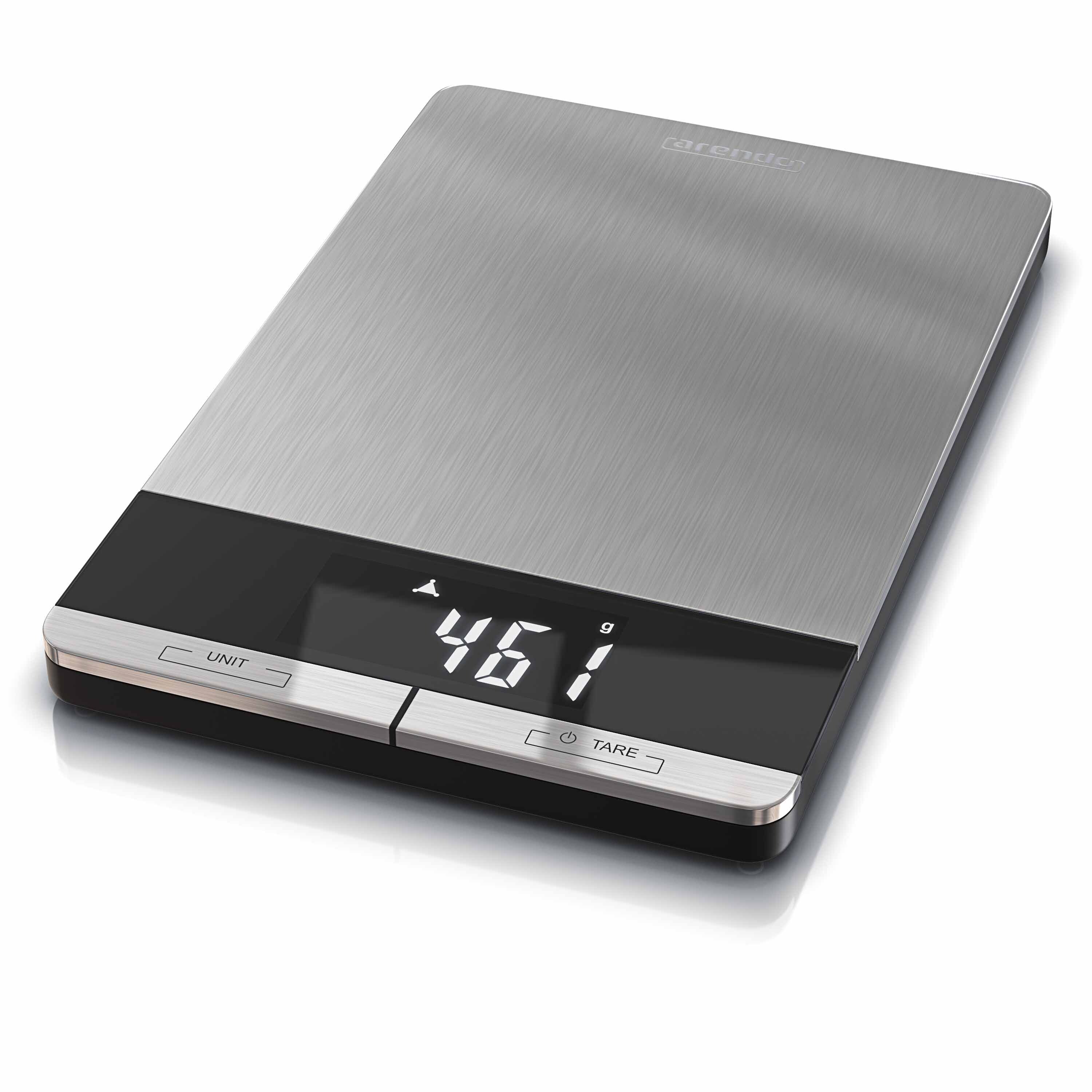 Arendo Digitale Edelstahl K&uuml;chenwaage mit Touch-Bedienung & Antirutschf&uuml;&szlig;en - Bild 1