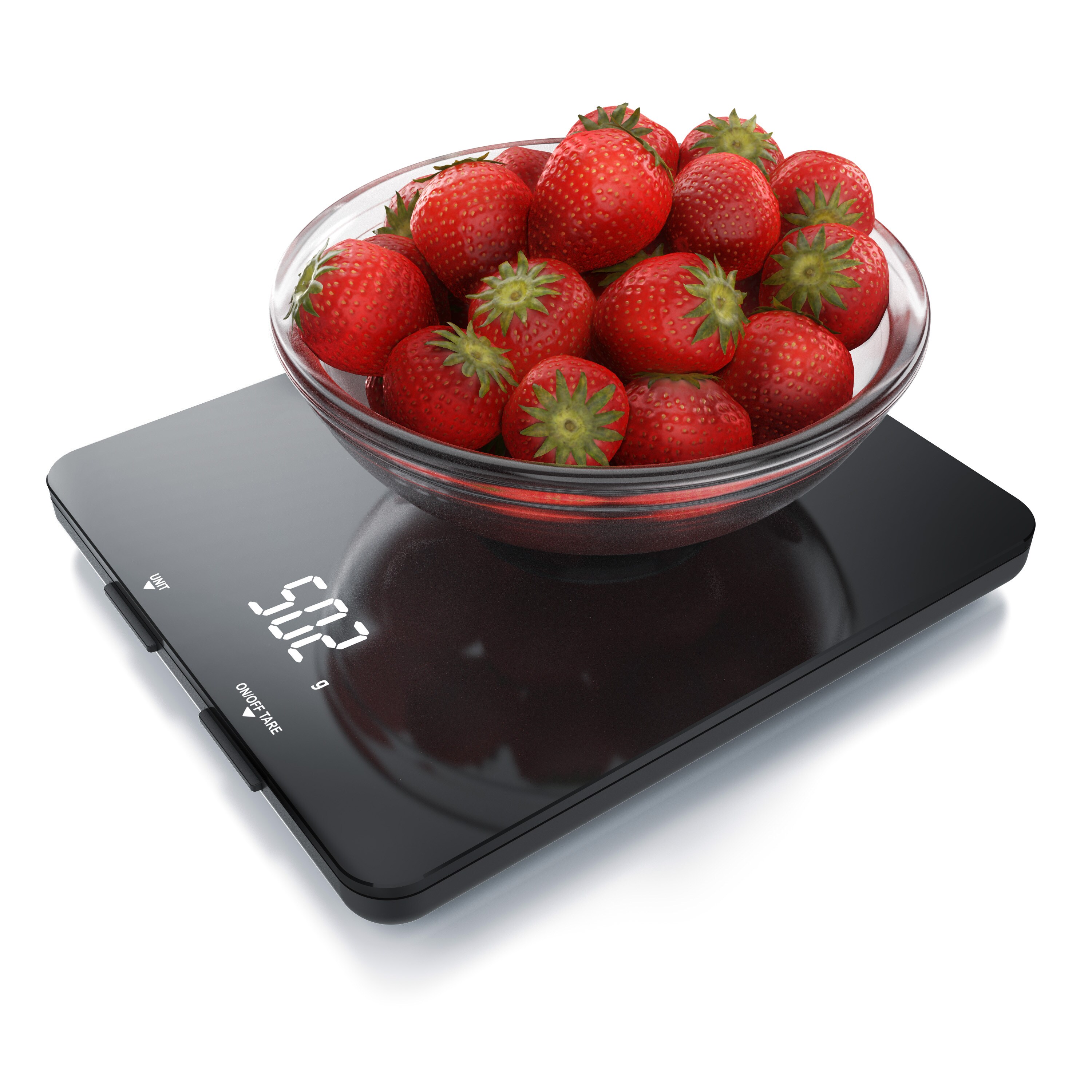 Arendo K&uuml;chenwaage mit schwarzer Hochglanz Glasoberfl&auml;che 19 x 16,5cm - LED Display - 4mm Glas - Bild 1