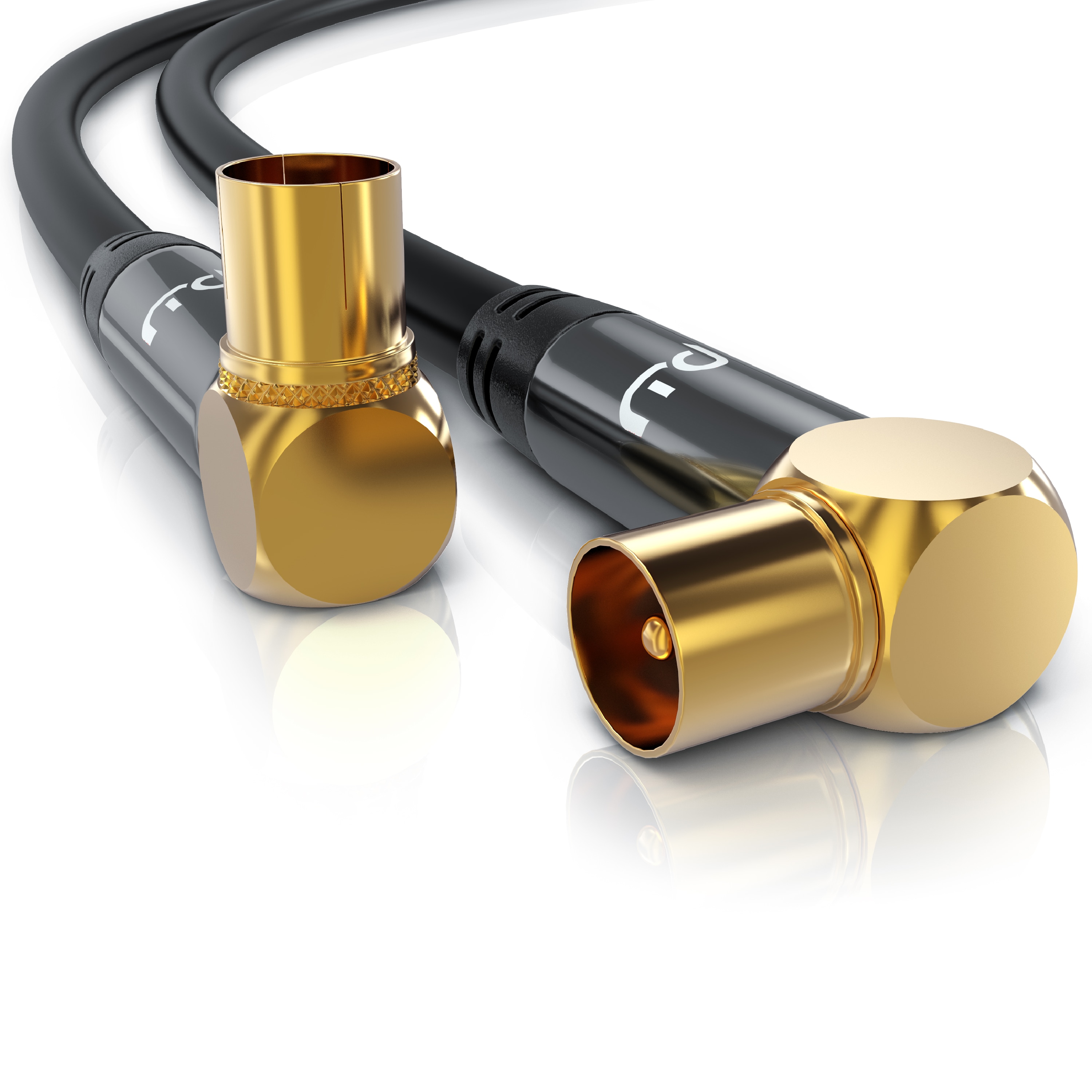 Primewire Antennenkabel 90&deg; gewinkelt, Koax, TV-Kabel, RF, IEC, HDTV, 4-fach Schirmung, 75 Ohm, 120dB - 0,5m - Bild 1