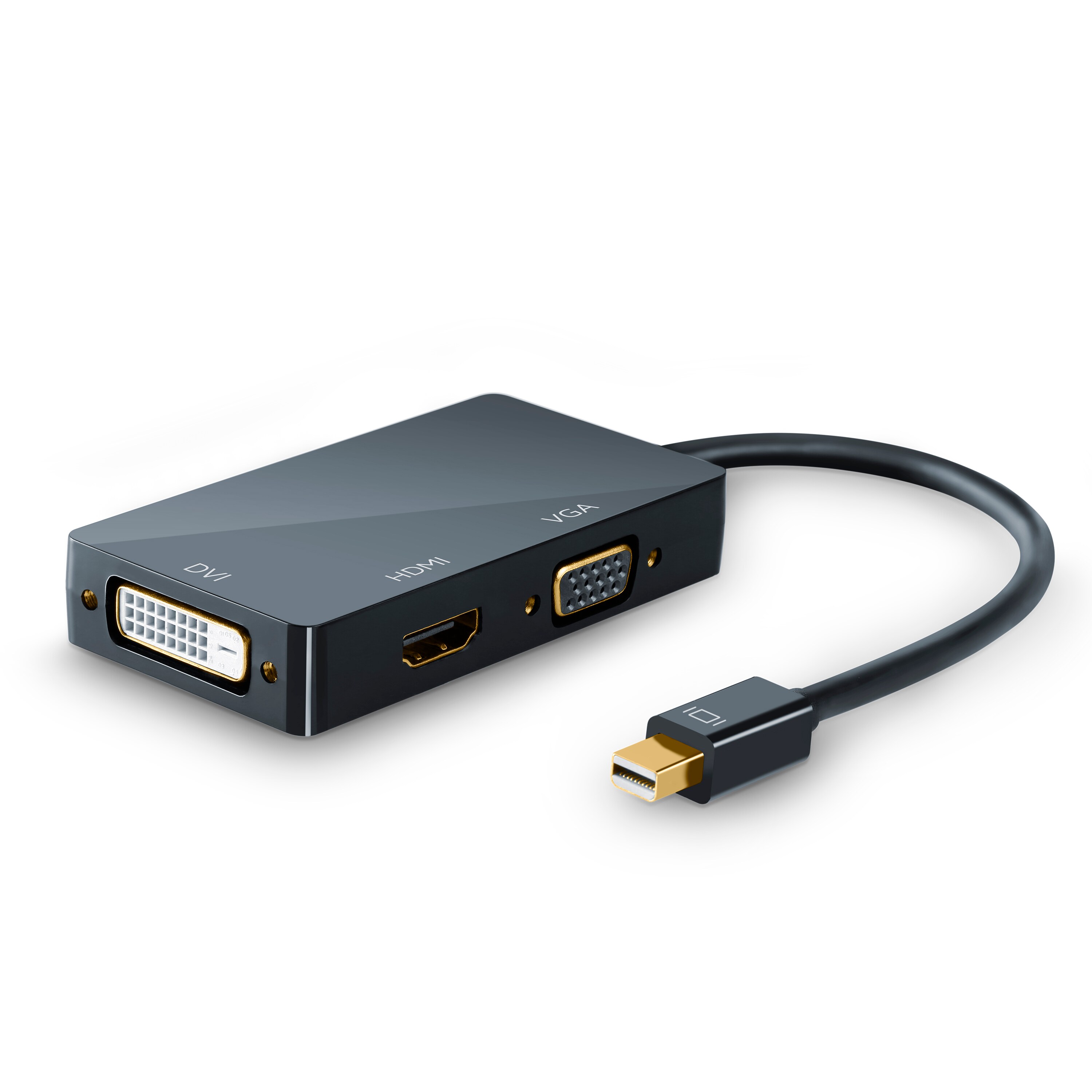 CSL 3in1 Mini DisplayPort zu HDMI, DVI, VGA Adapter Konverter, miniDP 1.2 4k 3840x2160 UHD 2160p, 0,15m - Bild 1