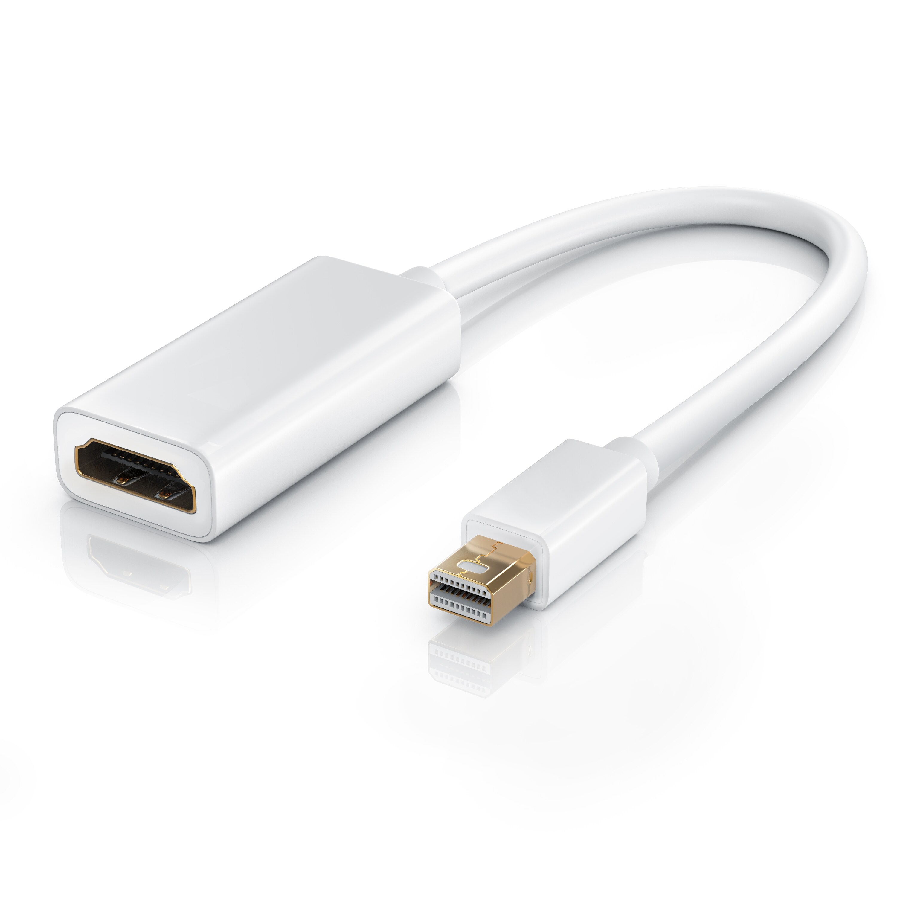 CSL Mini DisplayPort zu HDMI Adapter, Full HD MiniDP zu HDMI Buchse Konverter / Adapterkabel - 0,15m - Bild 1