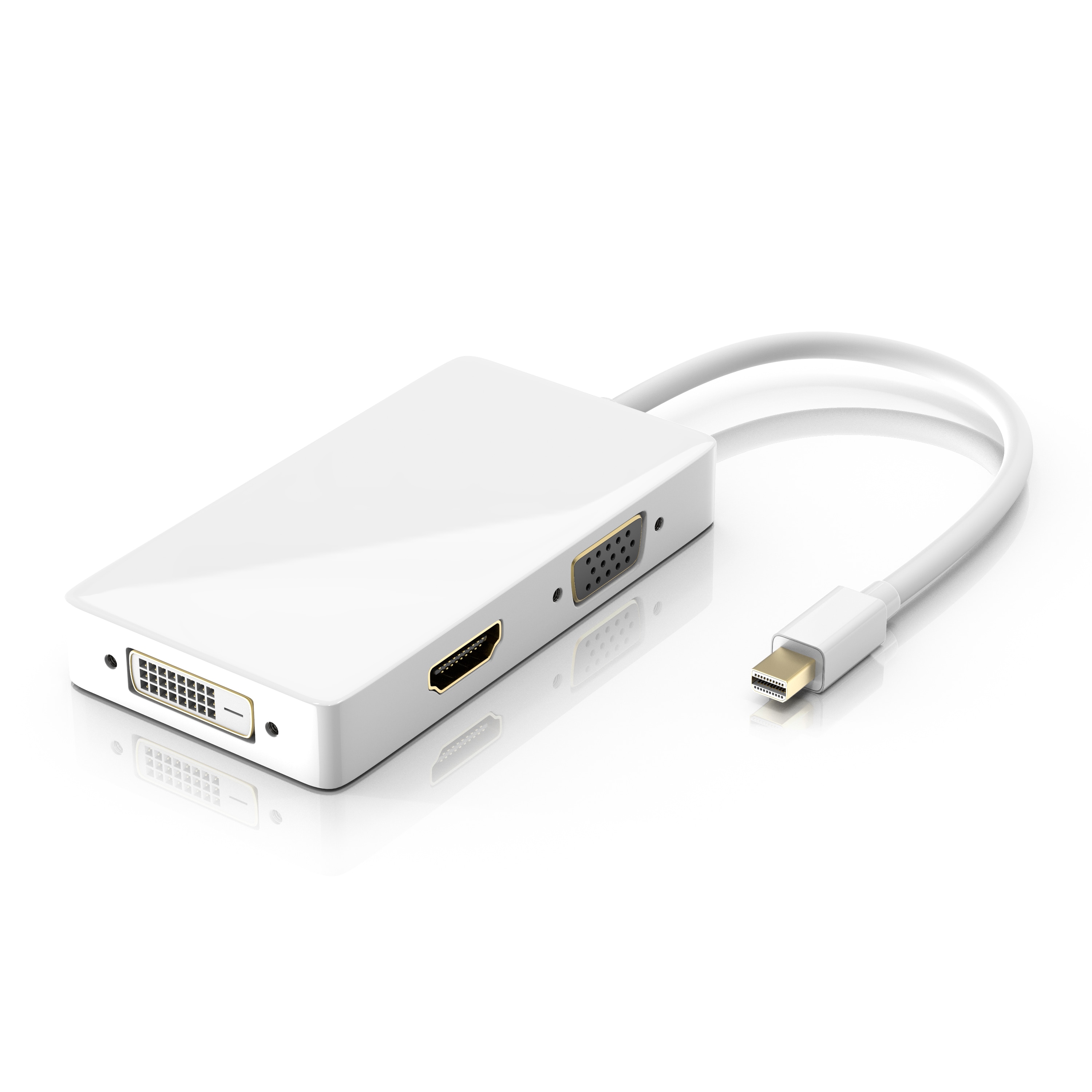 CSL 3in1 Mini DisplayPort zu HDMI, DVI, VGA Adapter Konverter, miniDP 1.2 4k 3840x2160 UHD 2160p, 0,15m - Bild 1