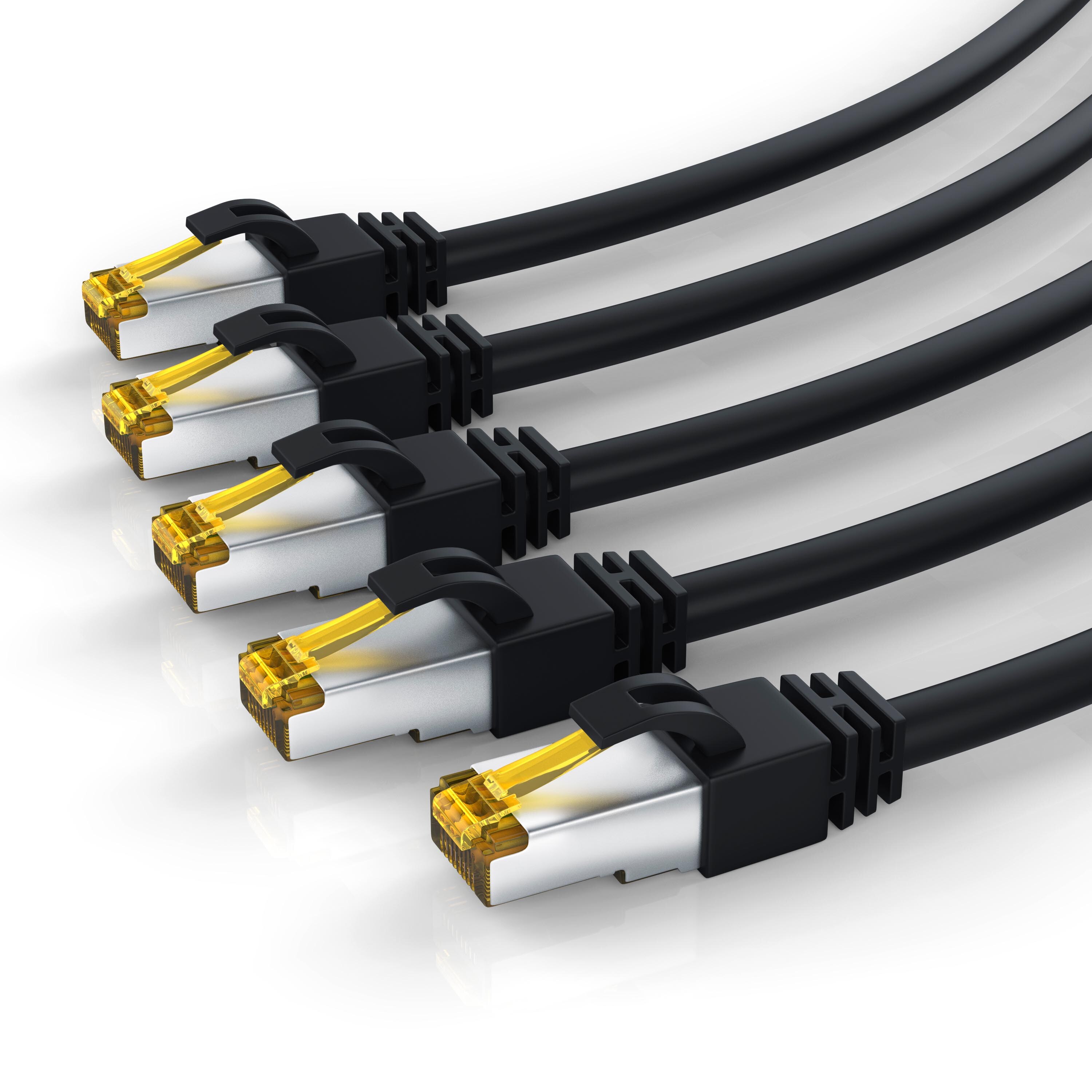 Primewire 5x LAN-Kabel CAT.7, RJ-45 (Ethernet), Gigabit Ethernet S/FTP Netzwerkkabel, 10000 Mbit/s, Patchkabel - 0,5m - Bild 1