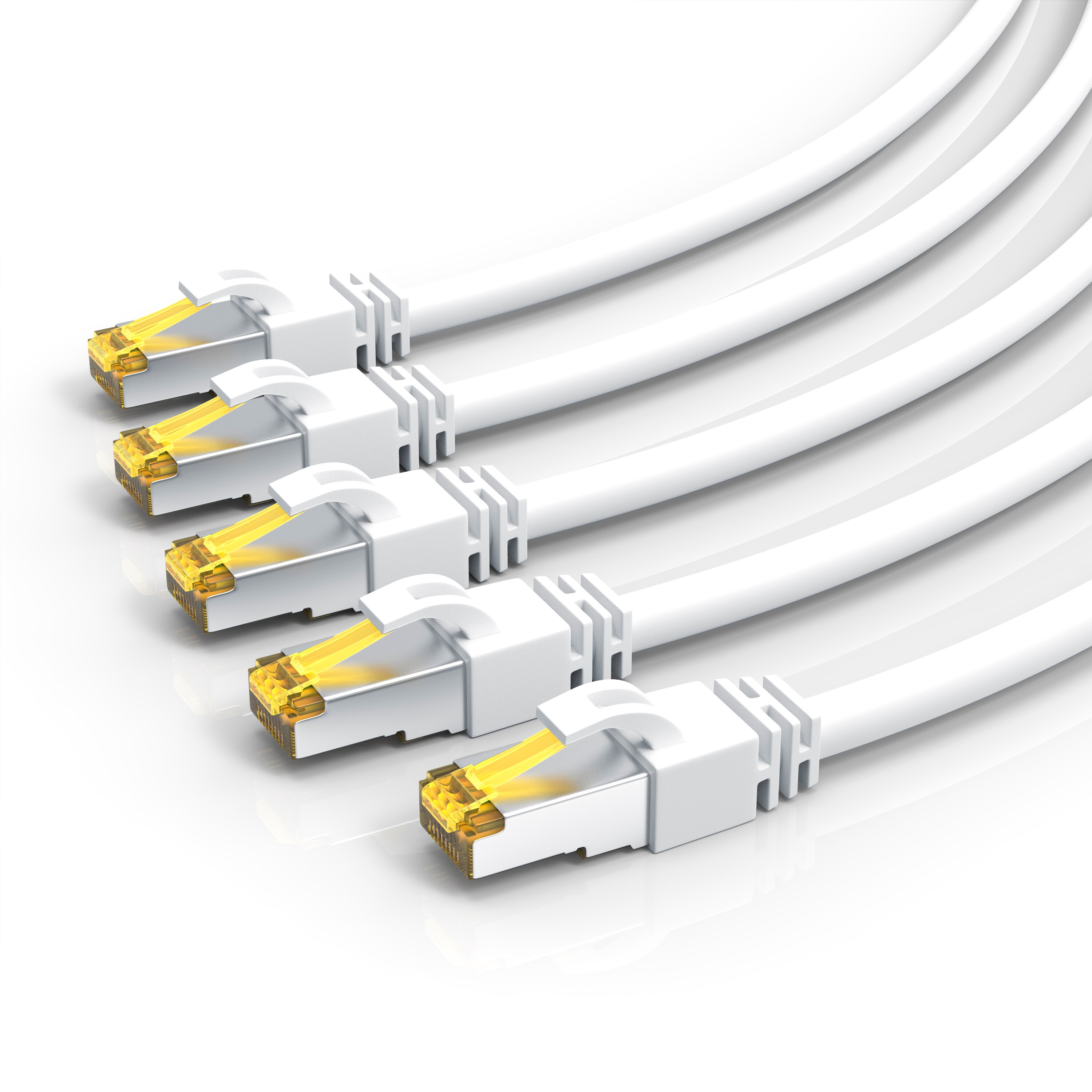 Primewire 5x LAN-Kabel CAT.7, RJ-45 (Ethernet), Gigabit Ethernet S/FTP Netzwerkkabel, 10000 Mbit/s, Patchkabel - 0,5m - Bild 1