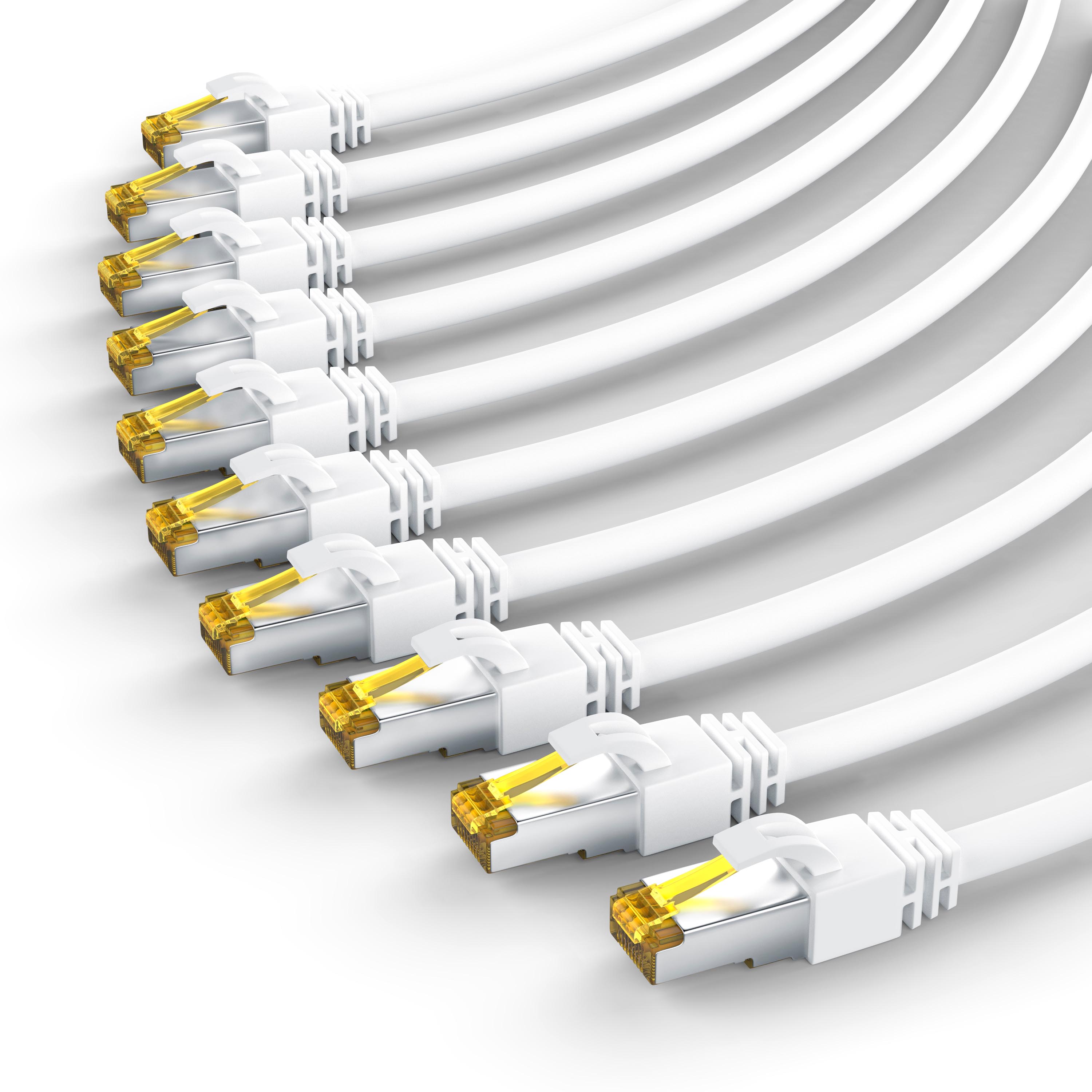 Primewire 10x LAN-Kabel CAT.7, RJ-45 (Ethernet), Gigabit Ethernet S/FTP Netzwerkkabel, 10000 Mbit/s, Patchkabel - 0,5m - Bild 1