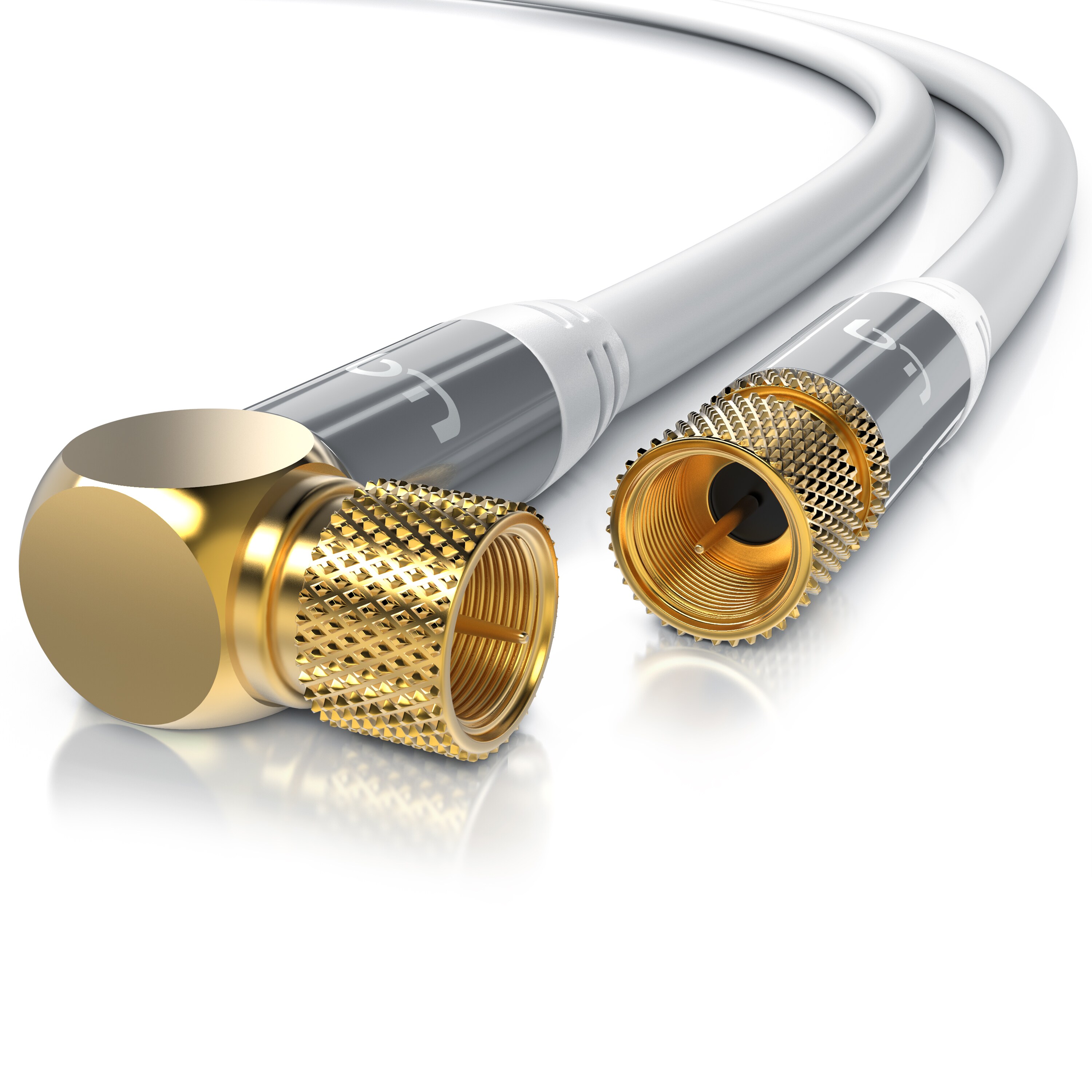 Primewire SAT-Kabel, Koax, F-Stecker, HDTV SAT Koax Kabel 90&deg; gewinkelt, 4fach Schirmung, 135dB, 75Ohm - 12,5m - Bild 1