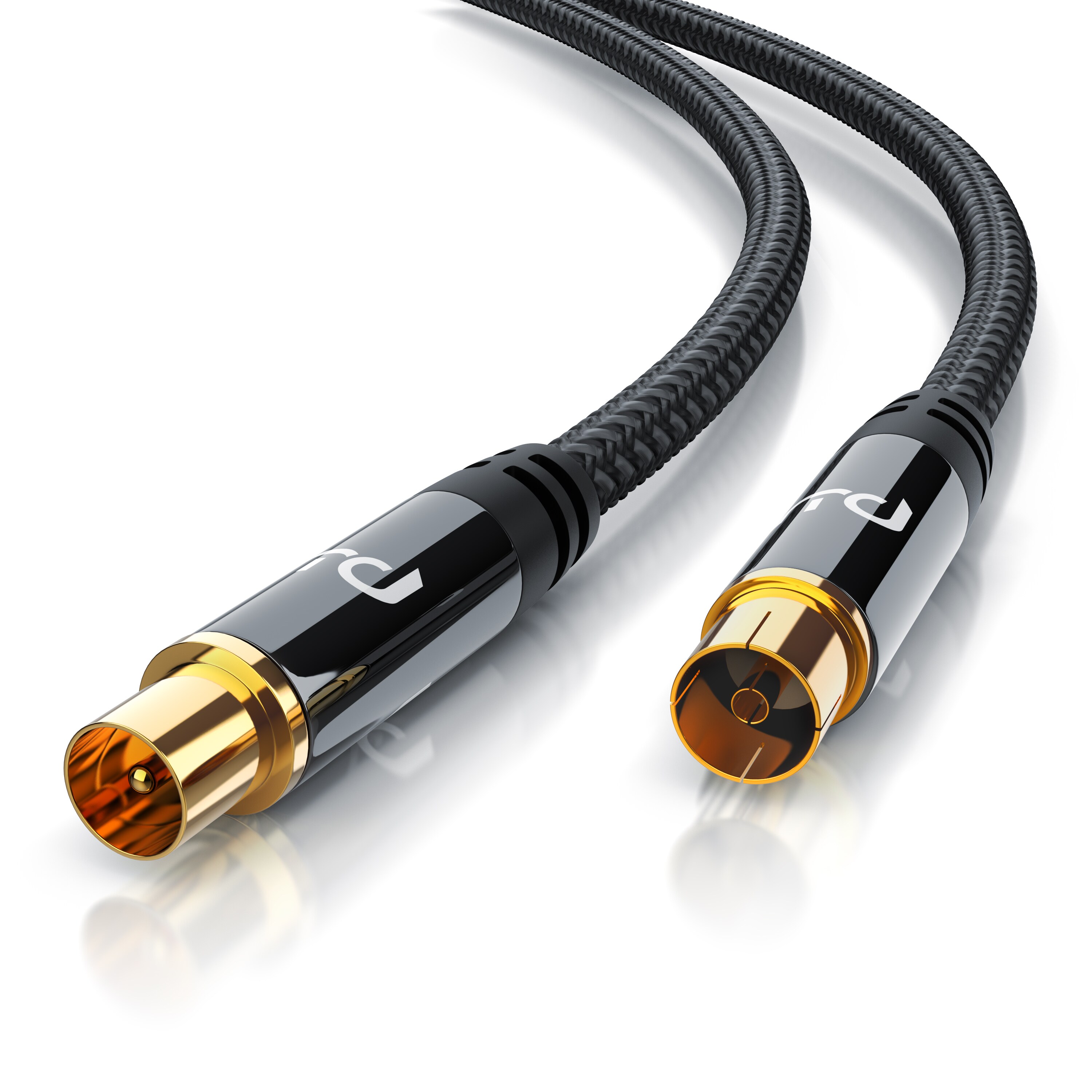 Primewire HDTV Antennenkabel mit Braiding - 2-fach Schirmung - Stoffummantelung - 75 Ohm / 135 dB - 7,5 m - Bild 1